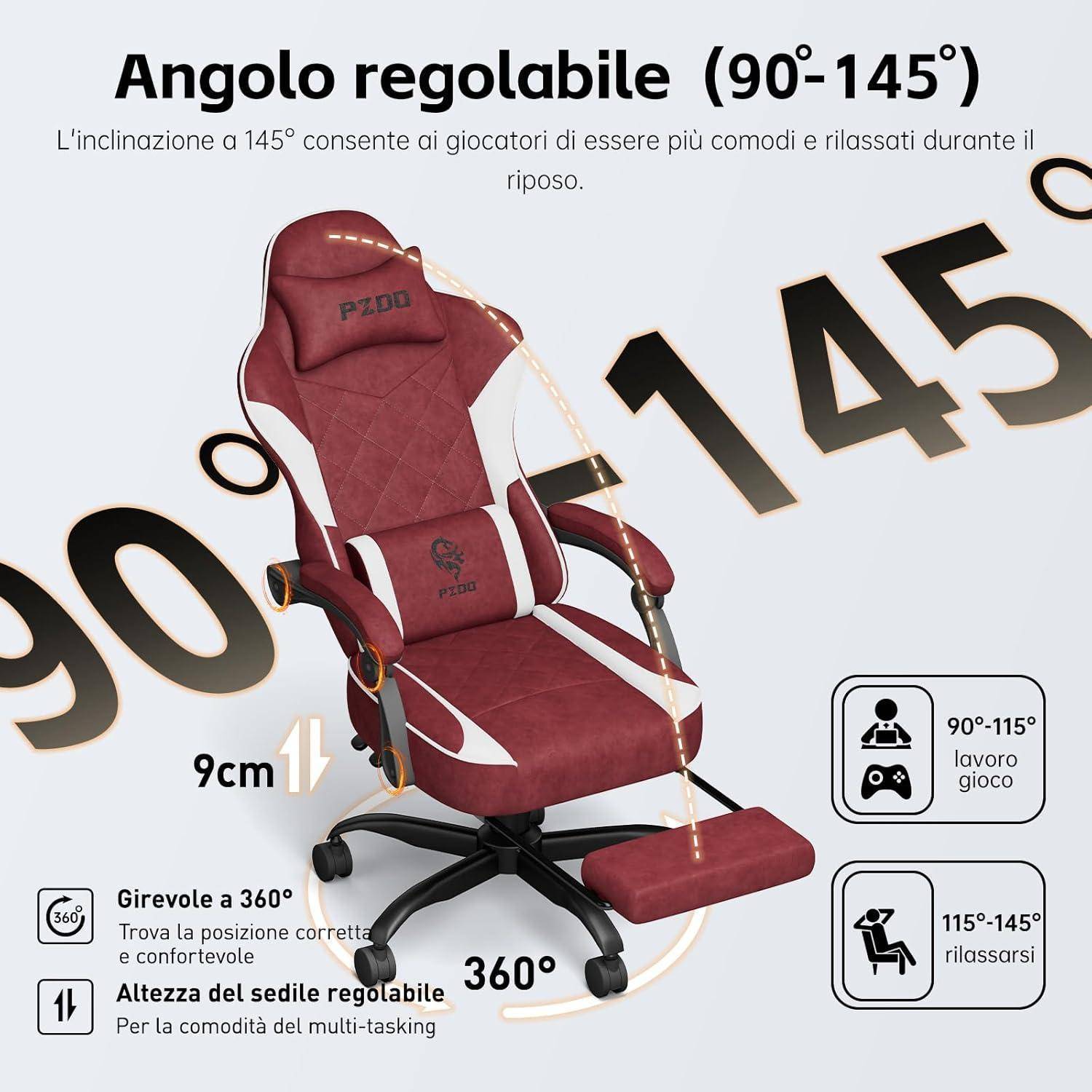 Ergonomischer Gaming Stuhl mit Fußstütze, Racing