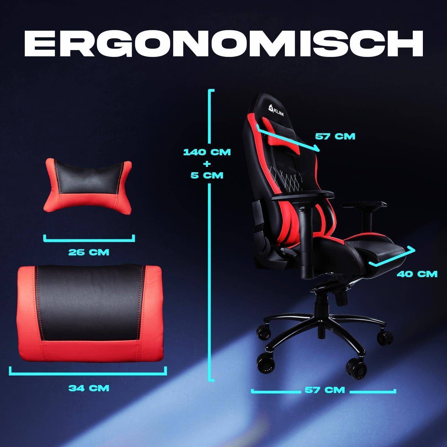 Gaming Stuhl mit Lenden- und Nackenstütze ergonomisch verstellbar