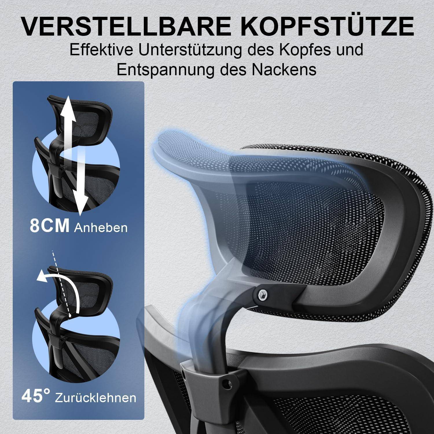 Ergonomischer Bürostuhl mit verstellbaren Armlehnen und