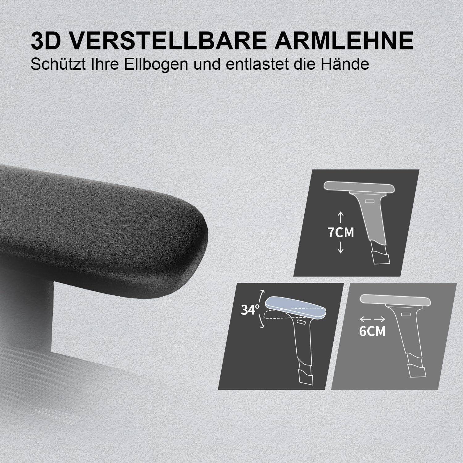 Ergonomischer Bürostuhl mit verstellbaren Armlehnen und
