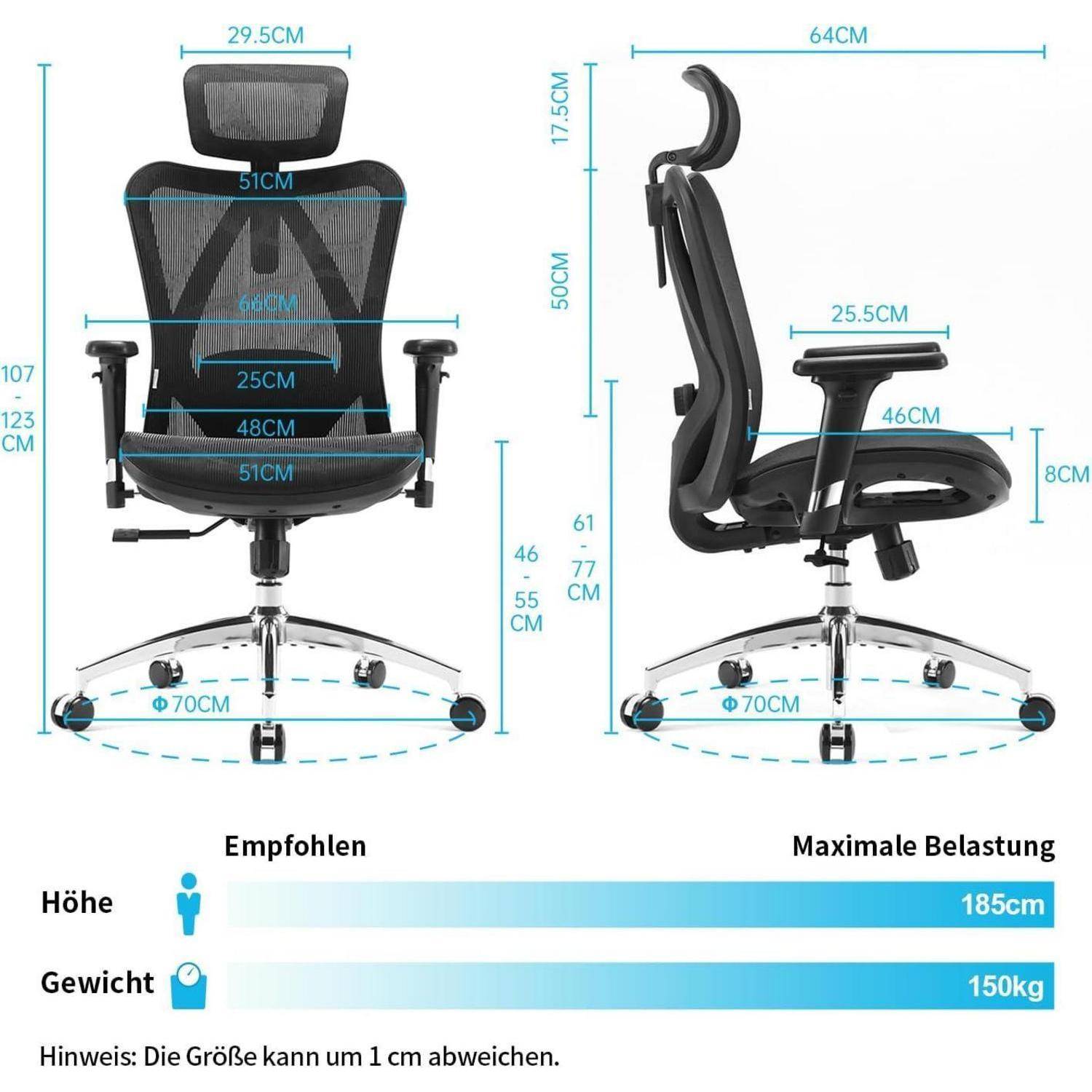 Ergonomischer Bürostuhl mit verstellbaren Armlehnen und