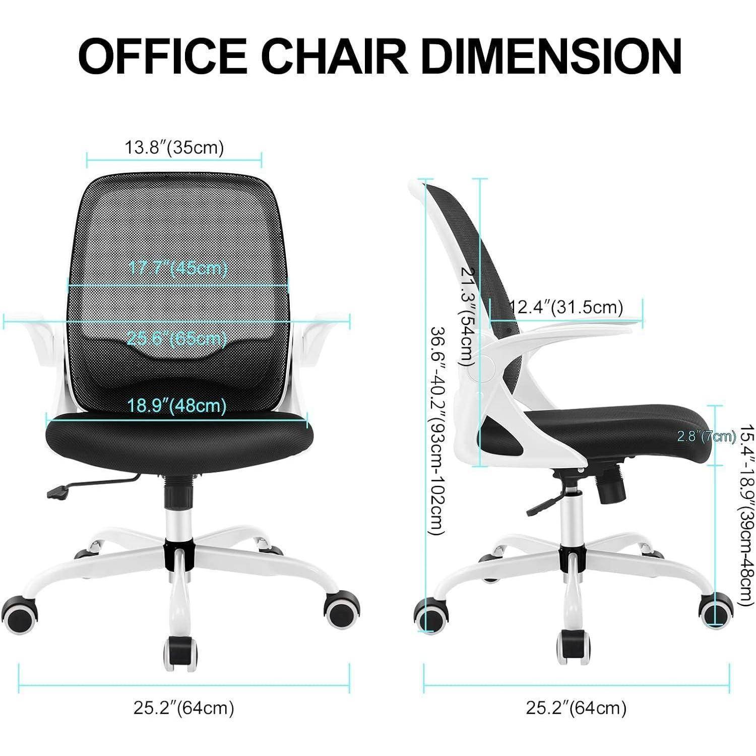 Bürostuhl Ergonomisch mit klappbaren Armlehnen, Mesh Stuhl