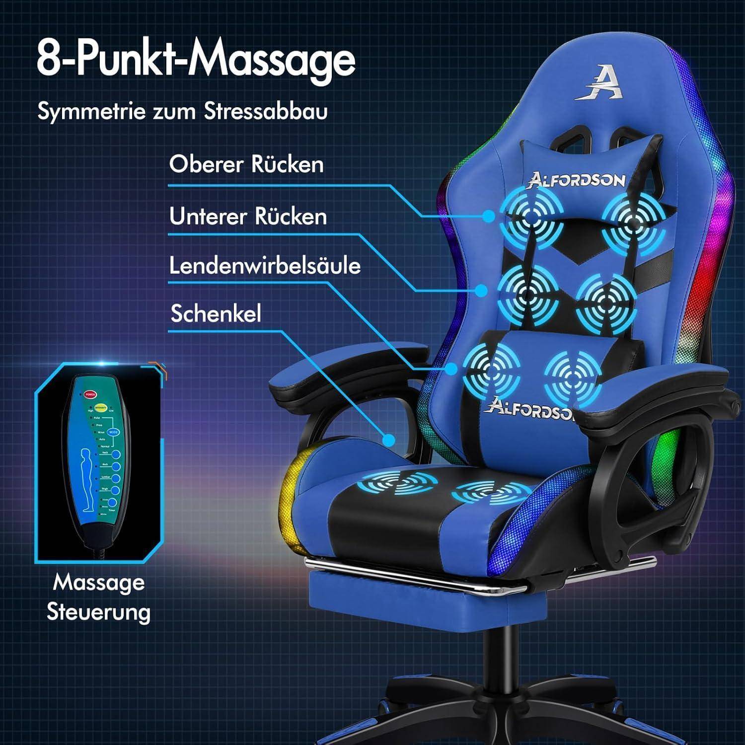 Massagesessel mit hervorgehobener 