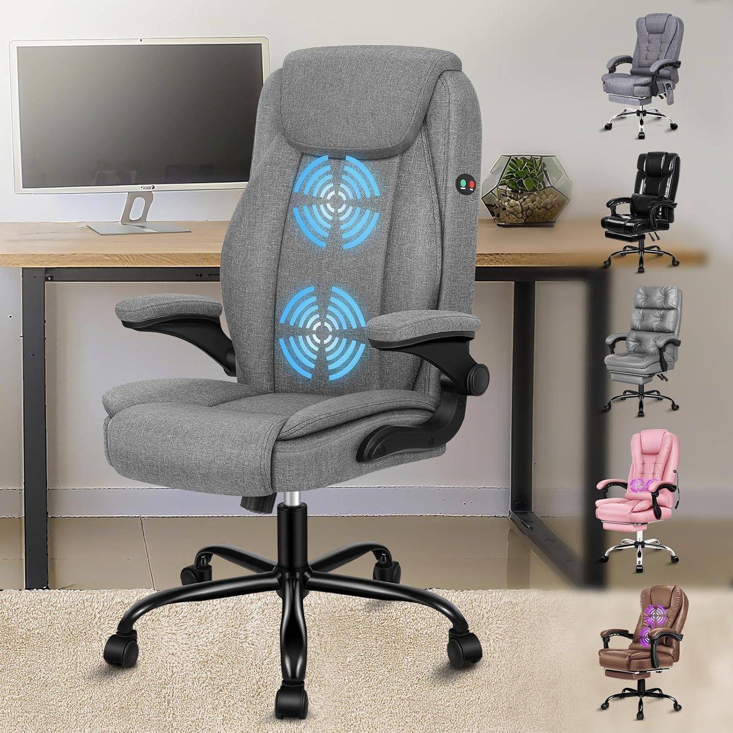 Bürostuhl ergonomischer Fenix Leinen Grau Fenix High Back