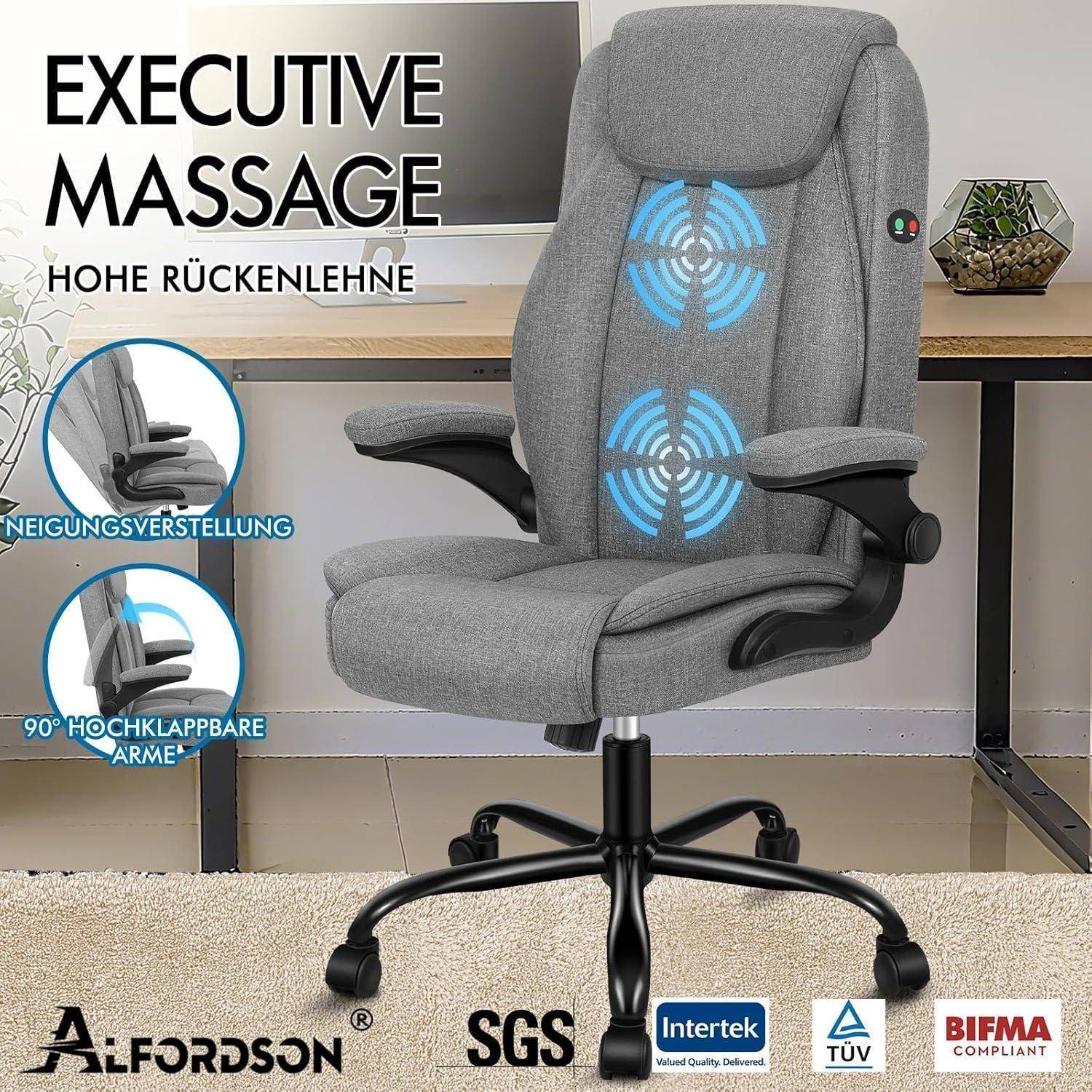 Bürostuhl ergonomischer Fenix Leinen Grau Fenix High Back