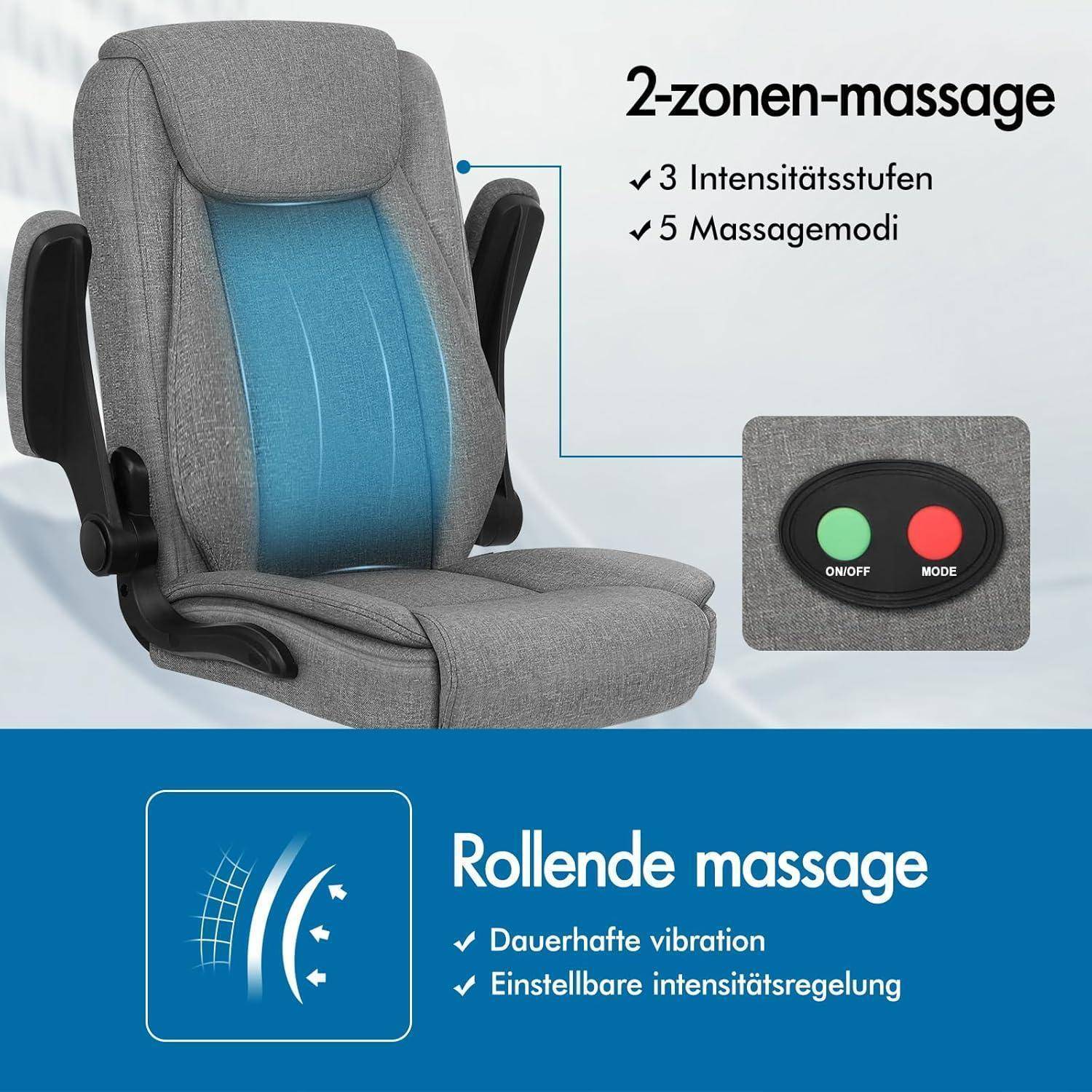 Bürostuhl ergonomischer Fenix Leinen Grau Fenix High Back