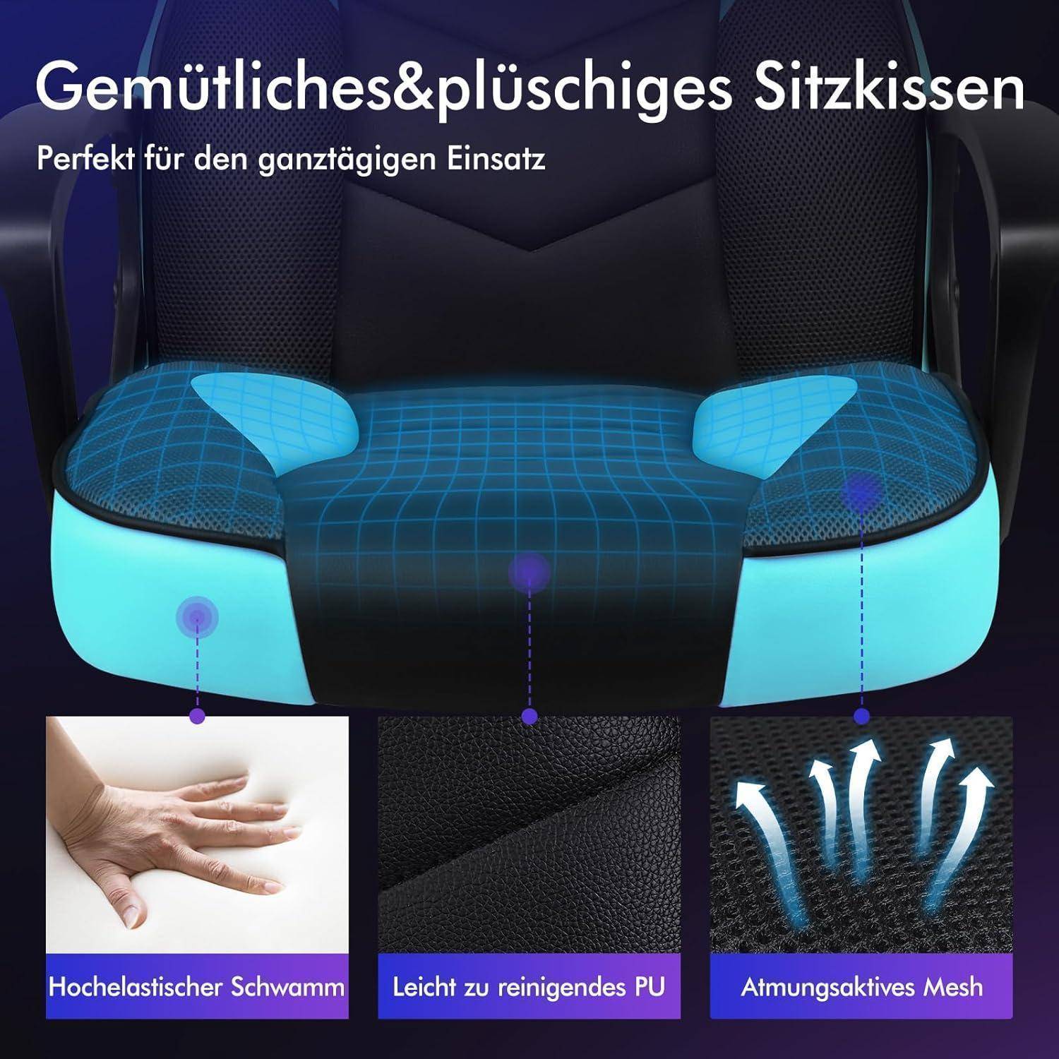 Ein bequemes und weiches Sitzkissen, perfekt für den ganzen Tag. Zu den Merkmalen gehören „hochelastischer Schwamm