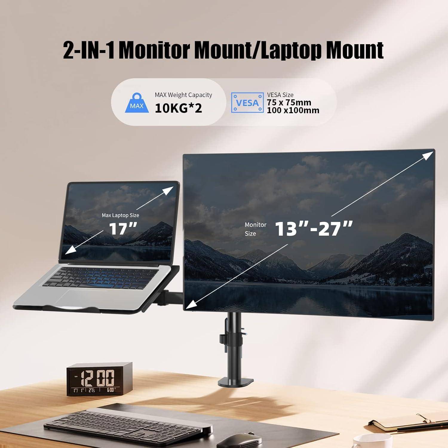 2-in-1 Halterung für Monitor und Laptop mit Größenbereich 13