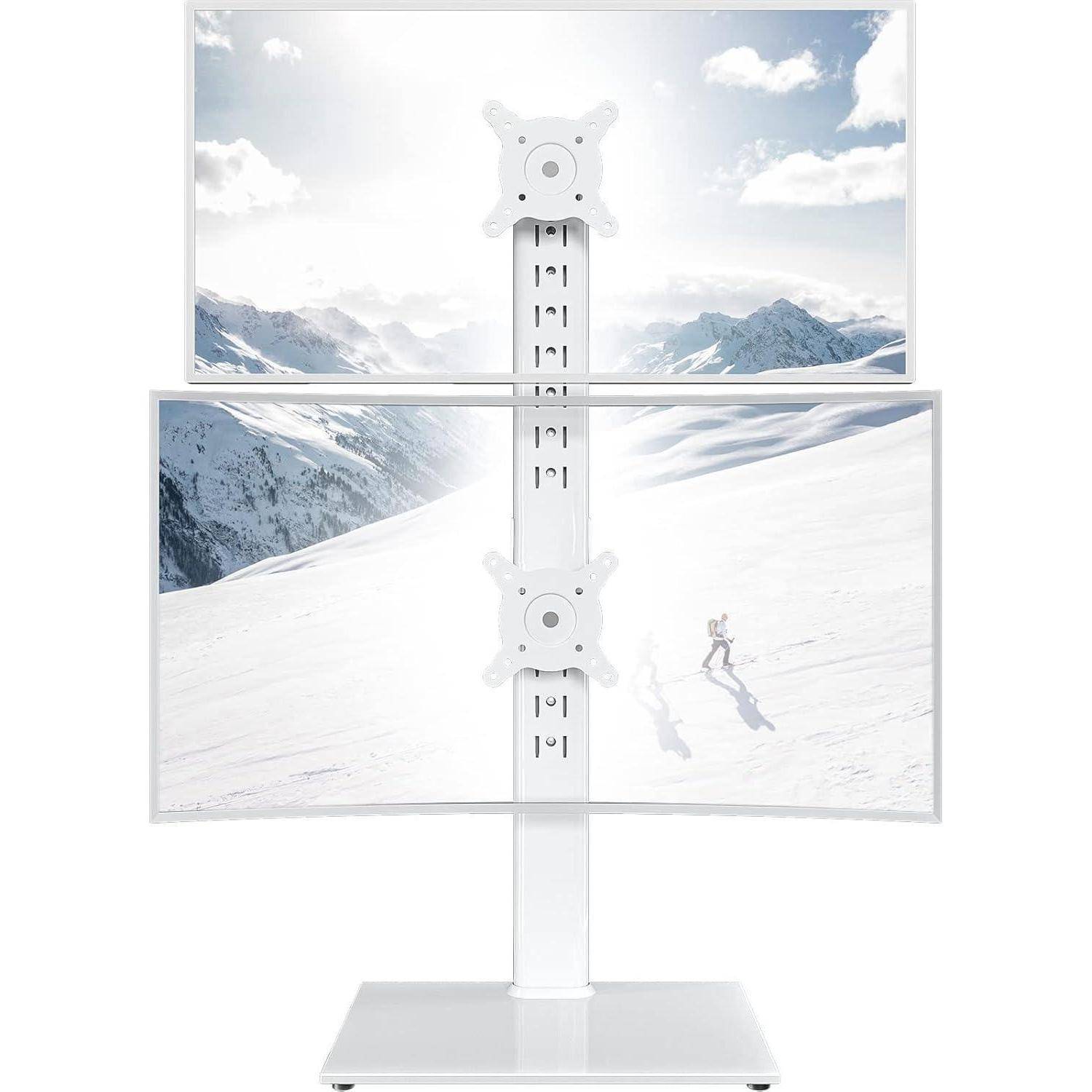 Monitorständer Dual Vertikal Stapel Drehbar 13 34 Zoll white