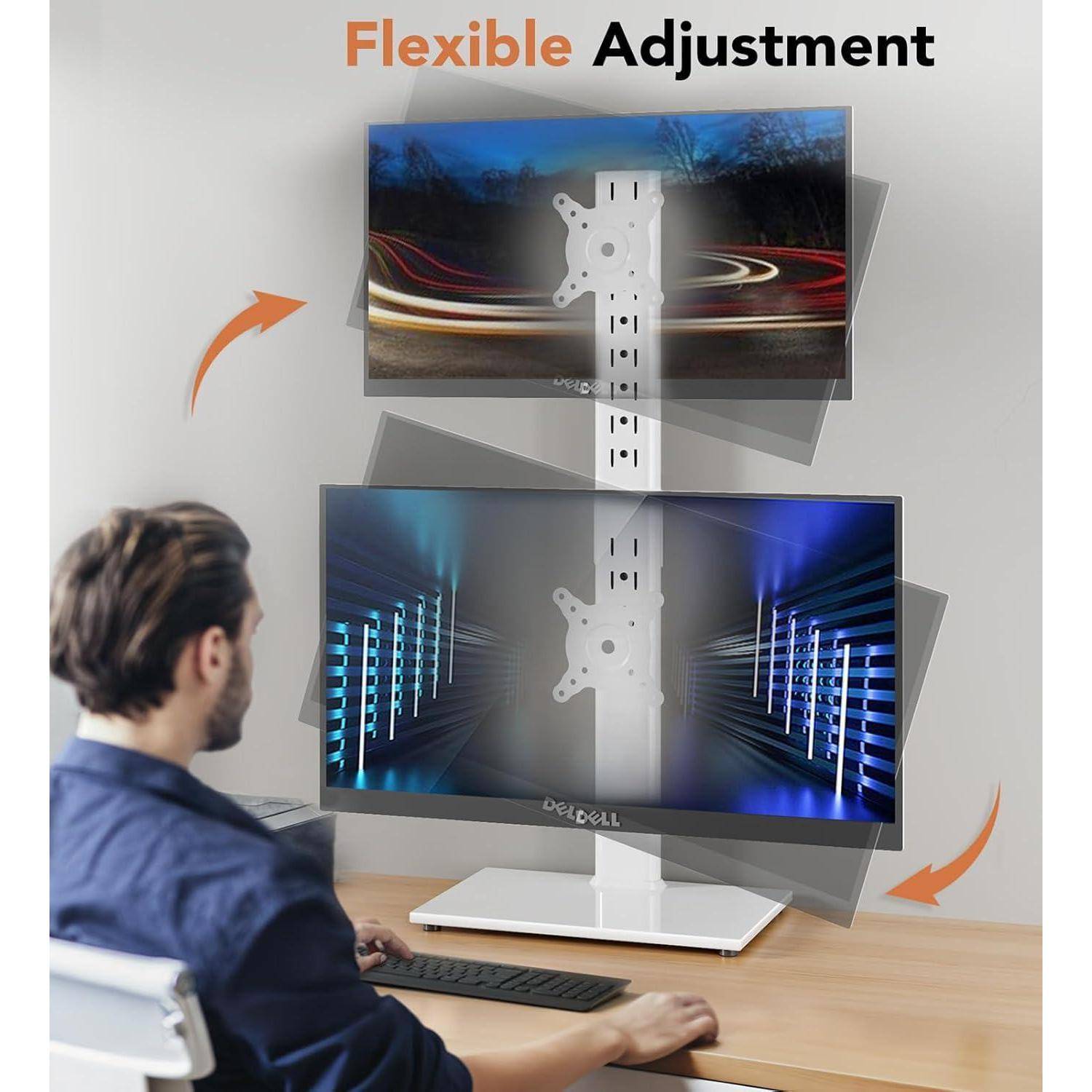 Monitorständer Dual Vertikal Stapel Drehbar 13 34 Zoll white