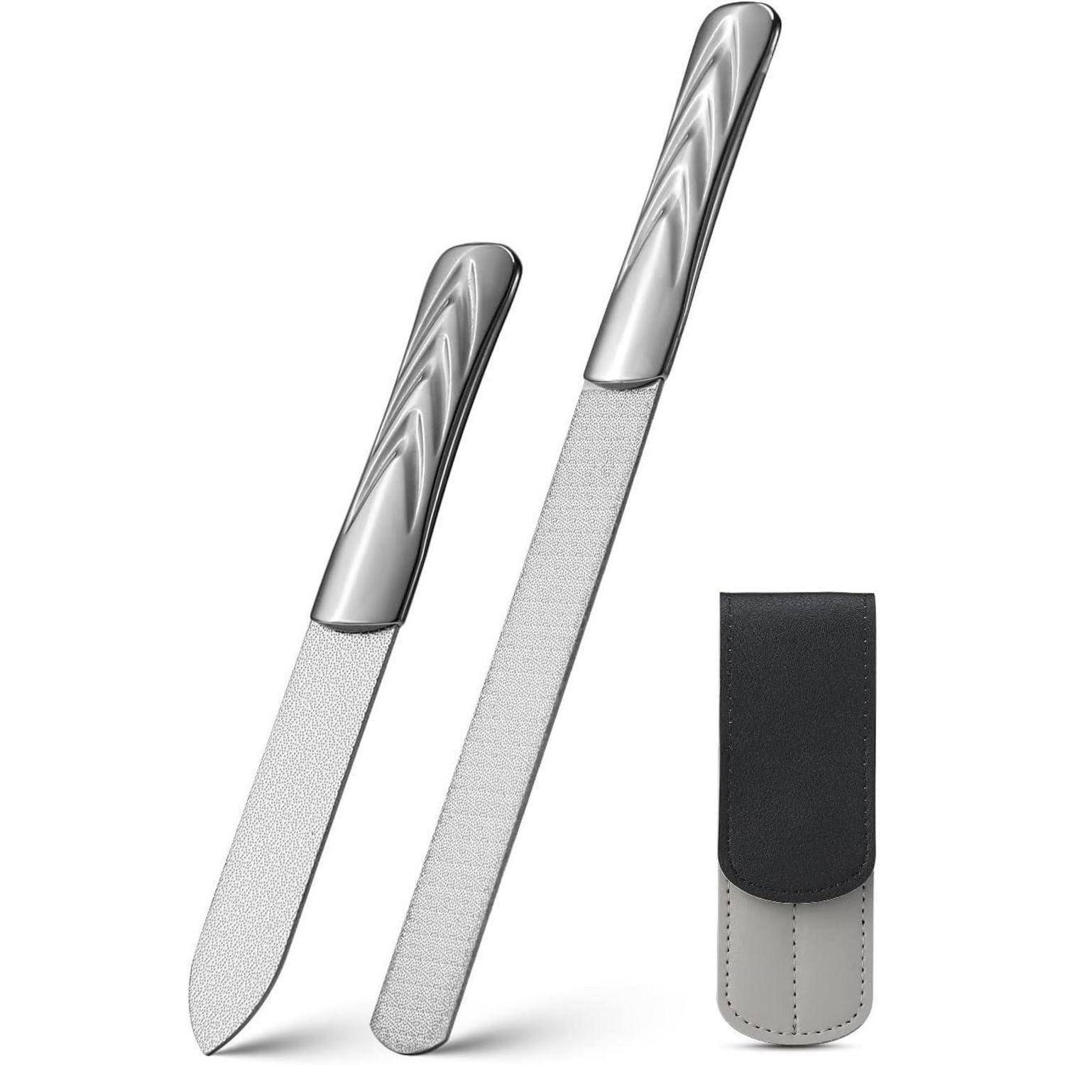 Nagelfeilen Edelstahl Doppelseitig Anti-Rutsch Fein Grob Maniküre Set