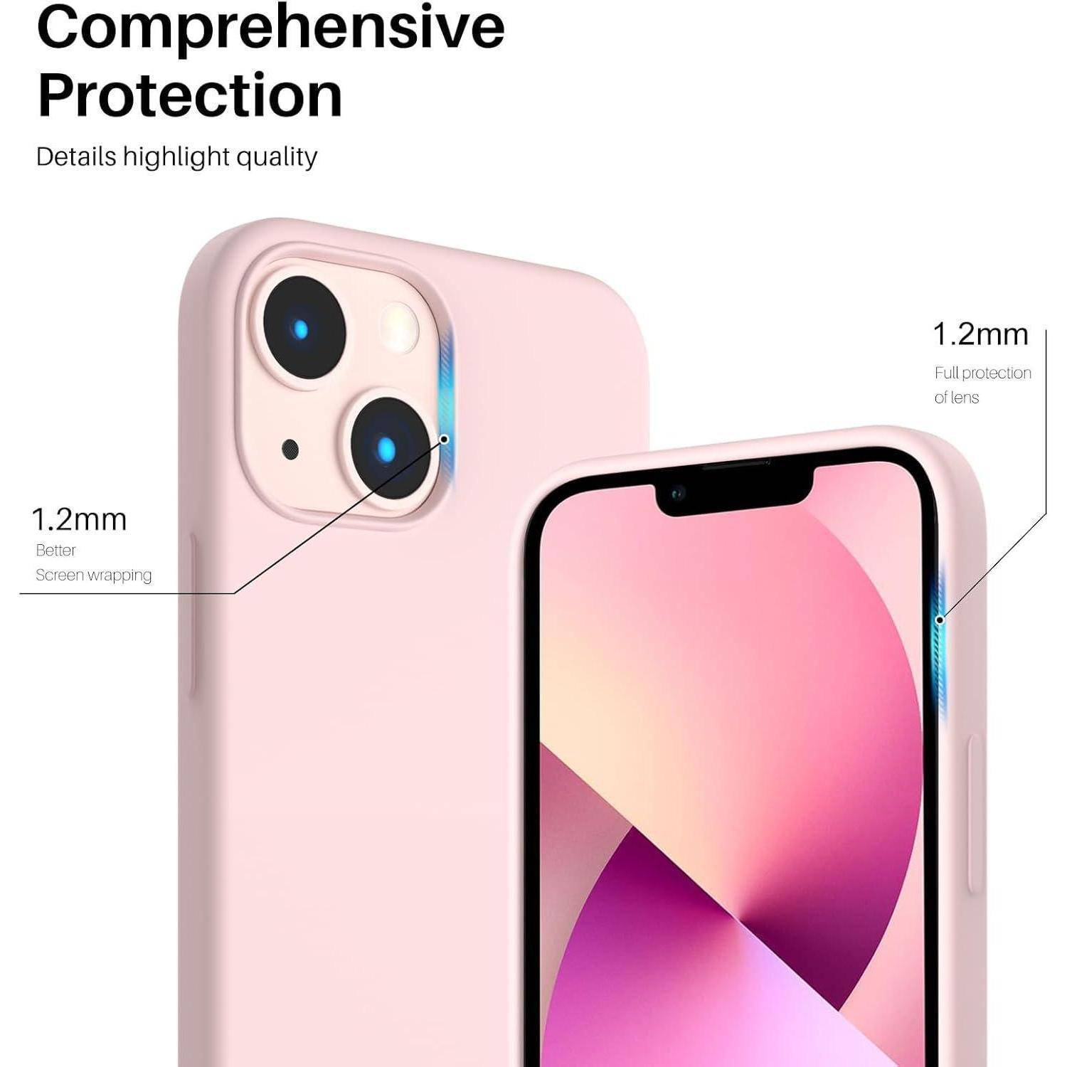 Smartphone in einer pinken Hülle mit Bildschirm- und Objektivschutz, wobei der Sitz der Hülle und der umfassende Schutz hervorgehoben werden, um einen kompletten Schutz zu gewährleisten.