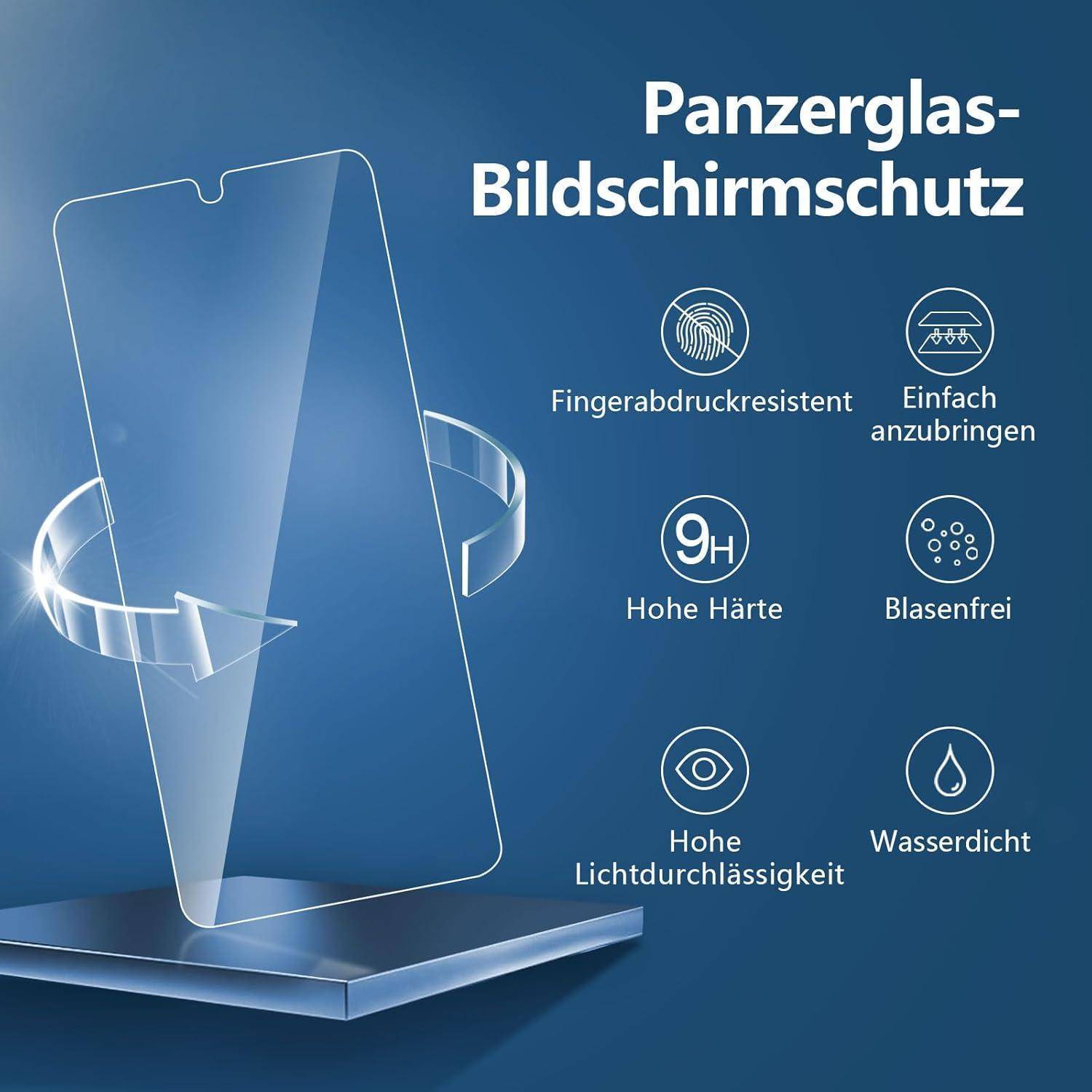 Panzer Glass Displayschutz zeichnet sich durch Fingerabdruckresistenz, einfache Anbringung, 9H Härte, blasenfreie Oberfläche, hohe Lichtdurchlässigkeit und Wasserbeständigkeit aus.