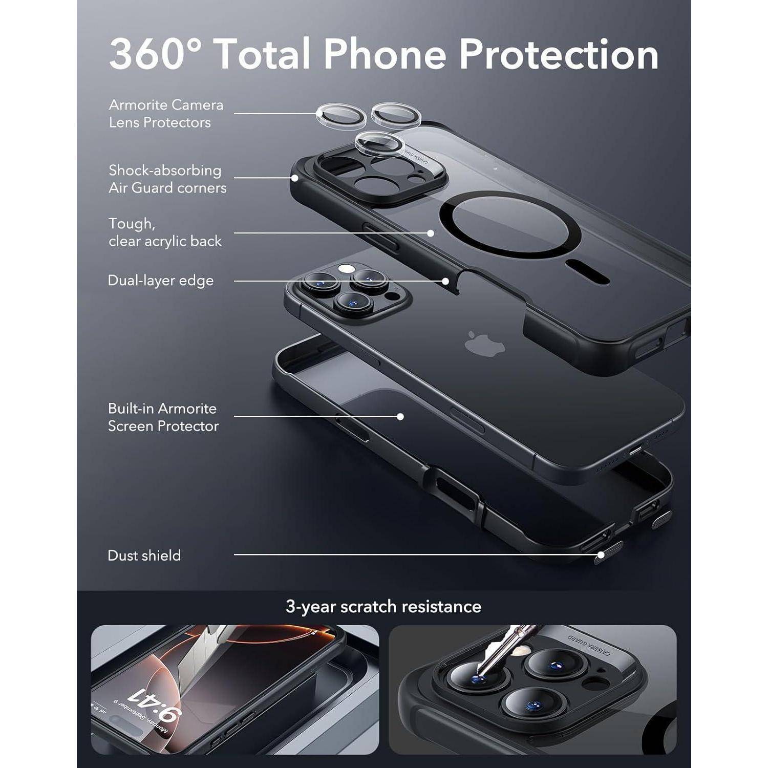 Handyhülle MagSafe Stoßfest iPhone 16 Pro Max Klares Schwarz