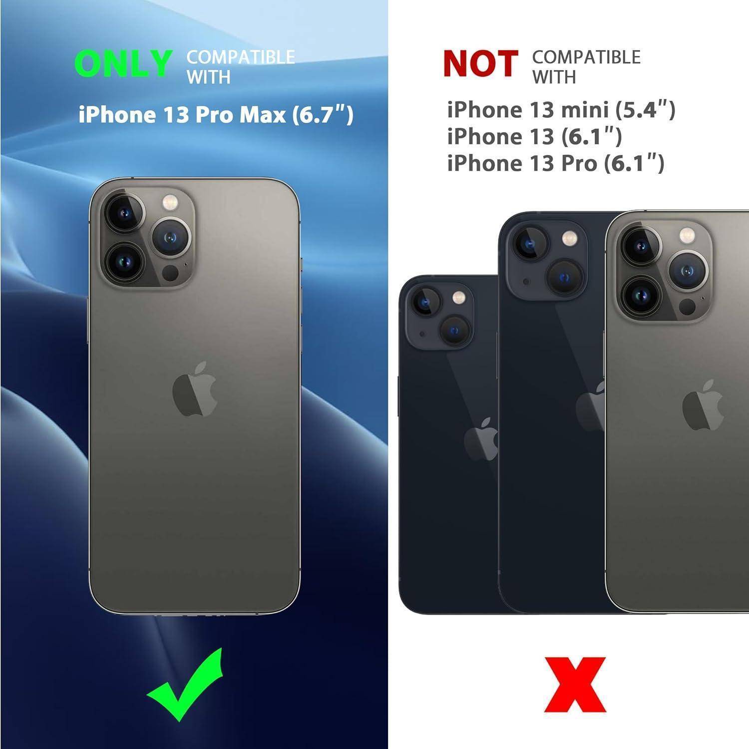 Nur kompatibel mit: iPhone 13 Pro Max (6,7"). Nicht kompatibel mit: iPhone 13 Mini (5,4""), iPhone 13 (6,1""), iPhone 13 Pro (6,1"").