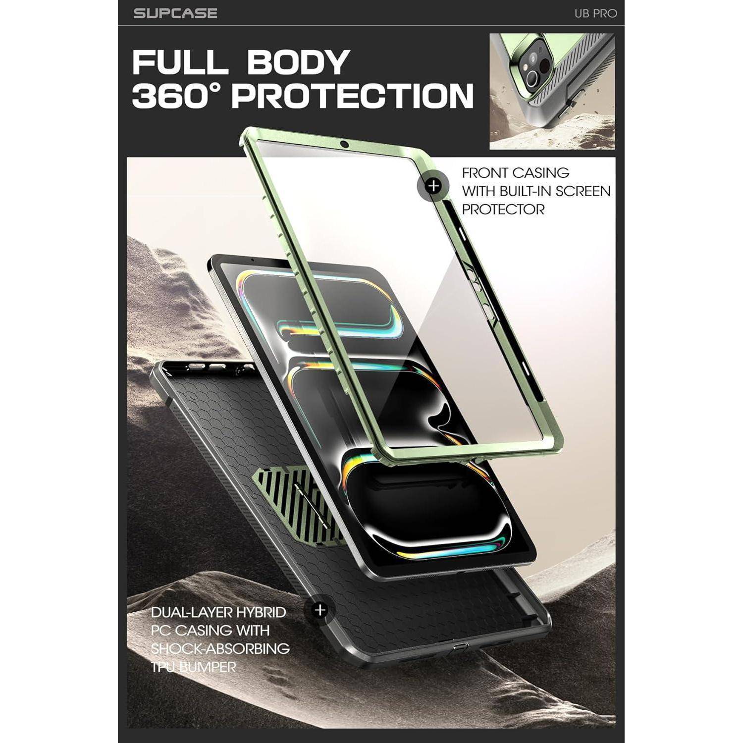 SUPCASE iPad Pro 13 Zoll M4 Hülle mit Stifthalter und Ständer Grün