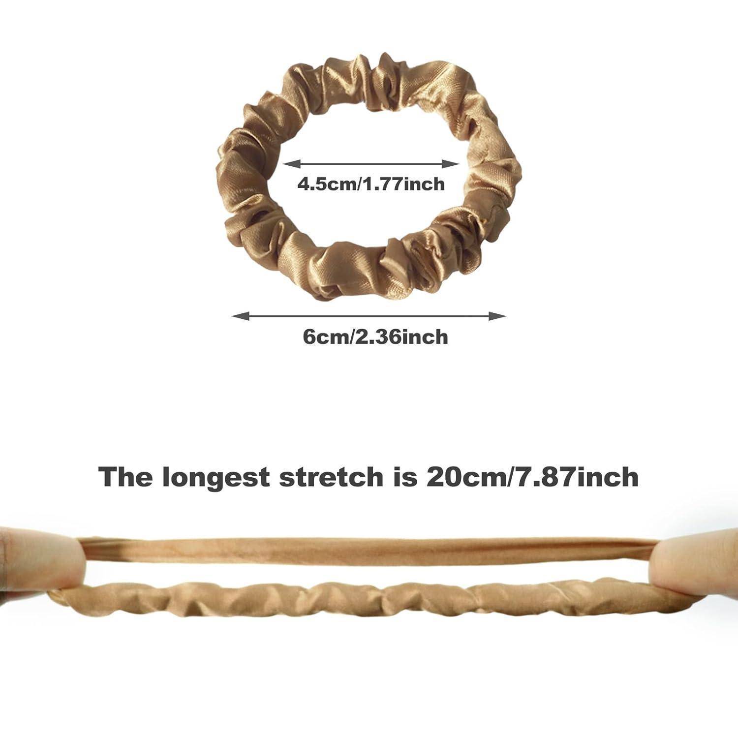 Elastischer Haargummi-Durchmesser: nicht gedehnt 4,5 cm/1,77 Zoll, gedehnt 6 cm/2,36 Zoll. Maximale Dehnung: 20 cm/7,87 Zoll.