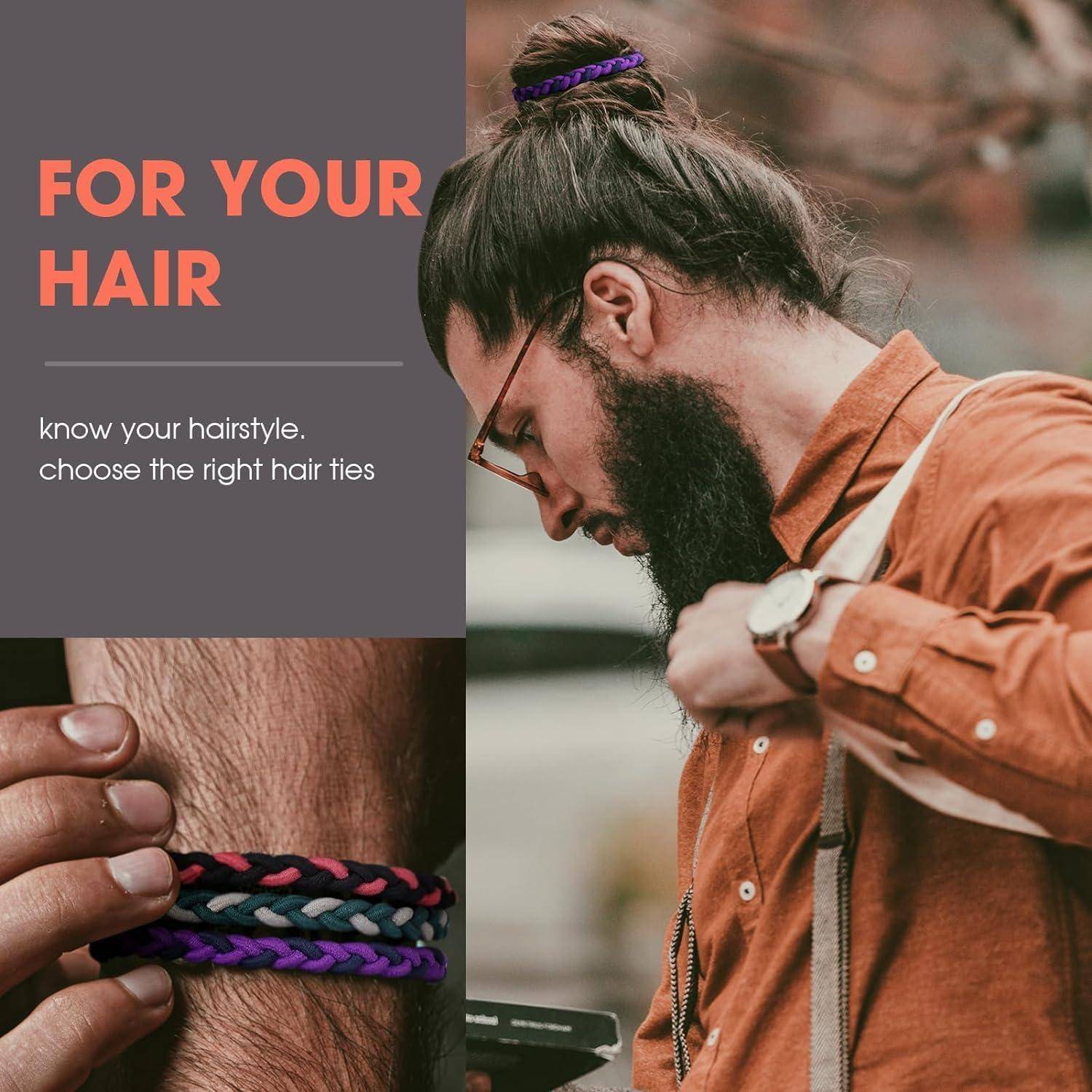 10 Stück geflochtene Herren-Haargummis für Männer, elastisch, keine