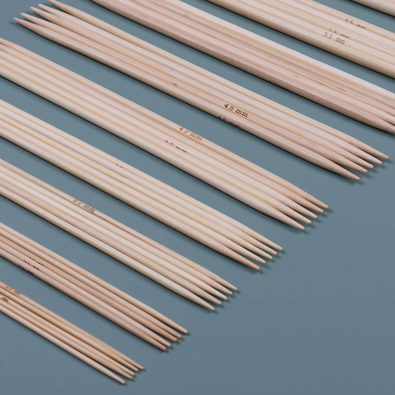 Bambus Stricknadeln Set 2,0-6,5 mm Doppelspitzen 50 Stück gerade