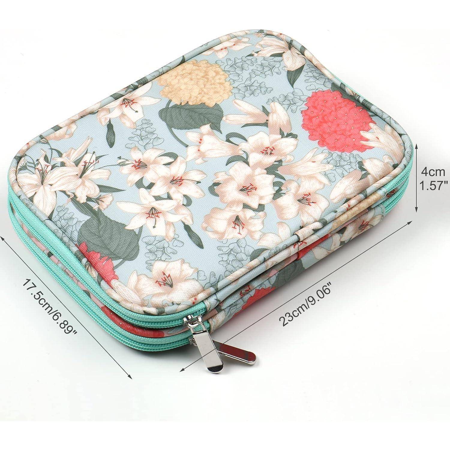 Rechteckige Täschchen mit Blumenmuster und Reißverschluss, misst ungefähr 23 cm x 17,5 cm x 4 cm (9,06