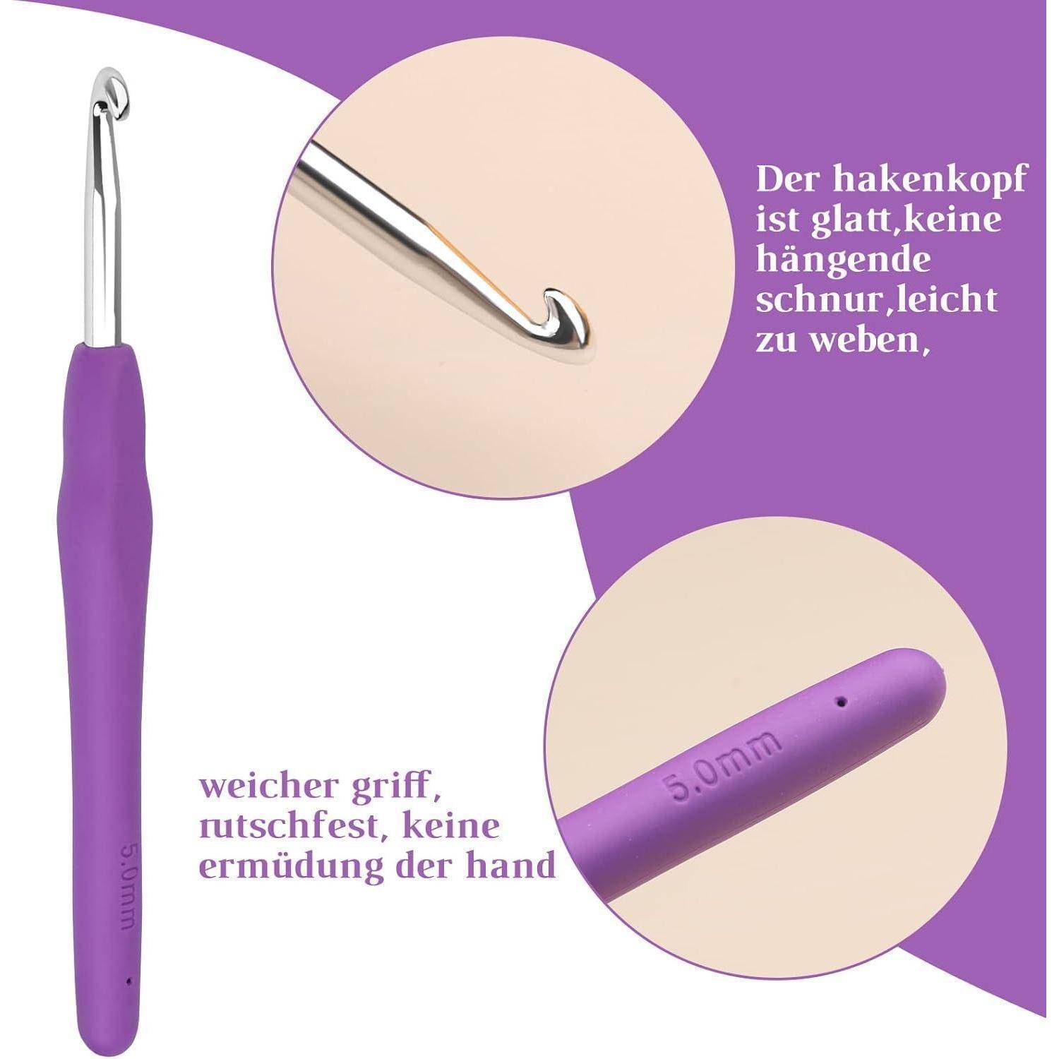 2er Set Häkelnadeln 5,0 mm/7,0 mm - Ergonomischer Griff für