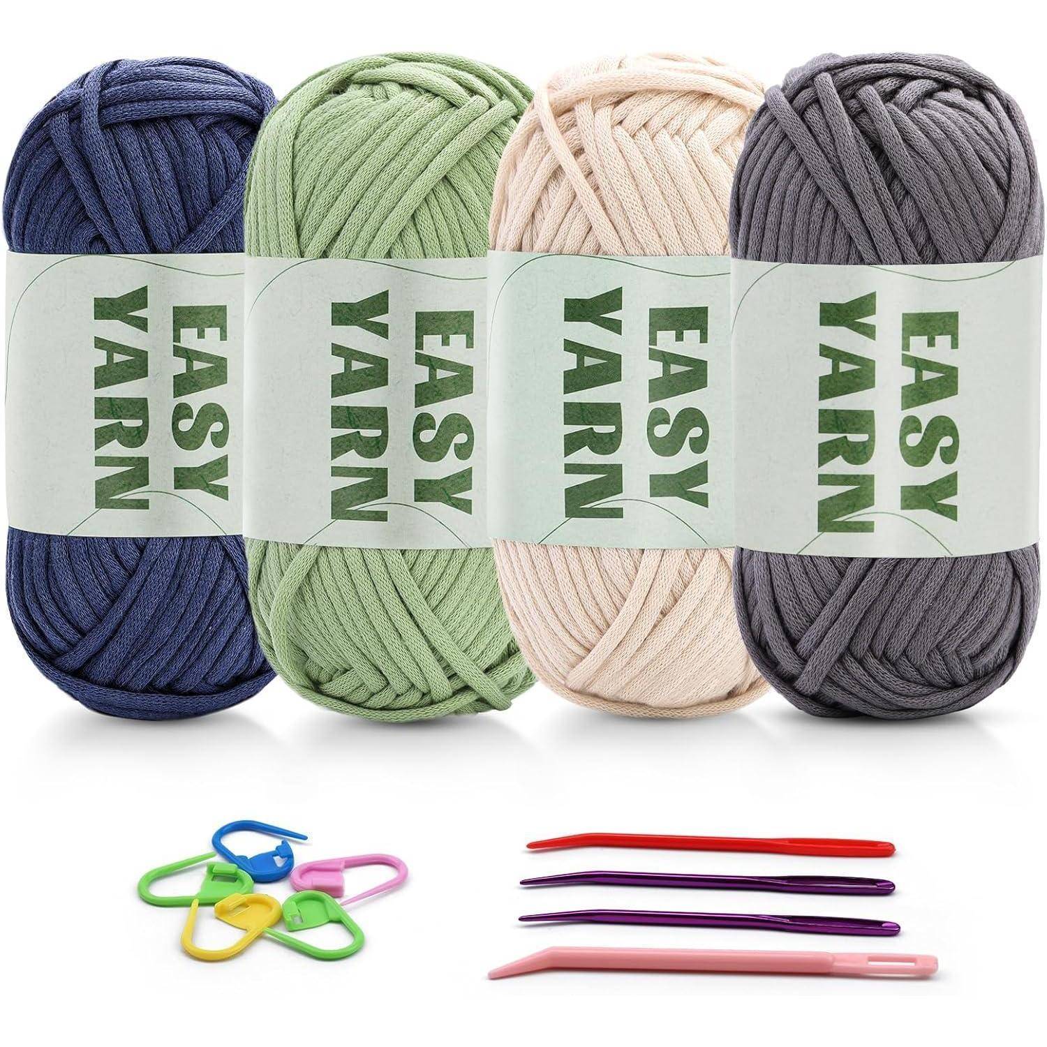Häkelgarn für Anfänger 4x50g Dunkelblau Hellgrün Dunkelgrau Beige