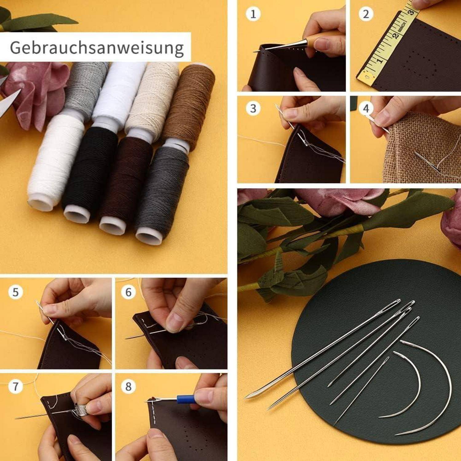 Leder-Nähset 29-teiliges Nähgarn-Set Lederpolster-Reparatur-Set