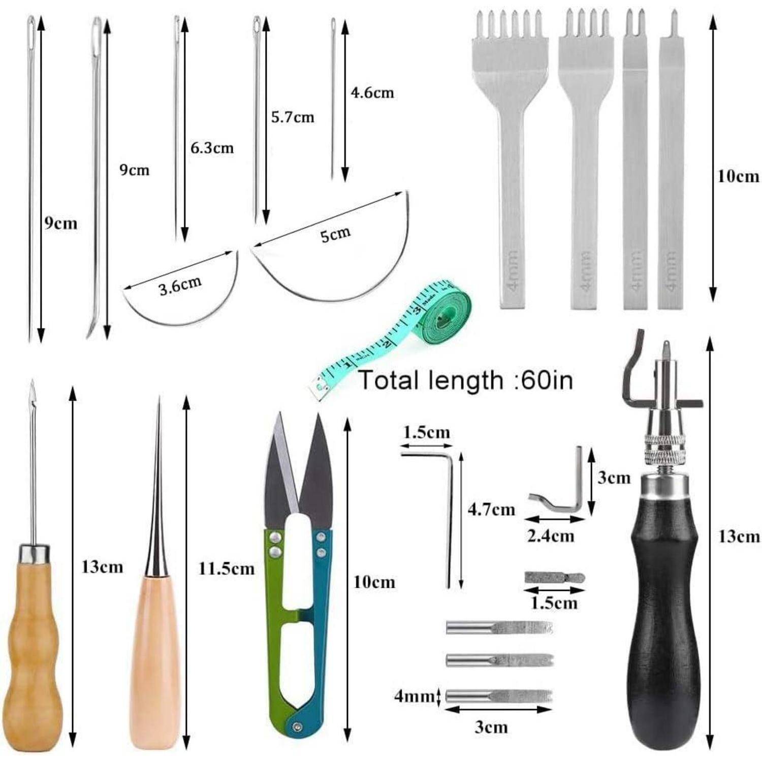 Leder Nähwerkzeug Set 26-teilig für Lederbearbeitung & Handnähen