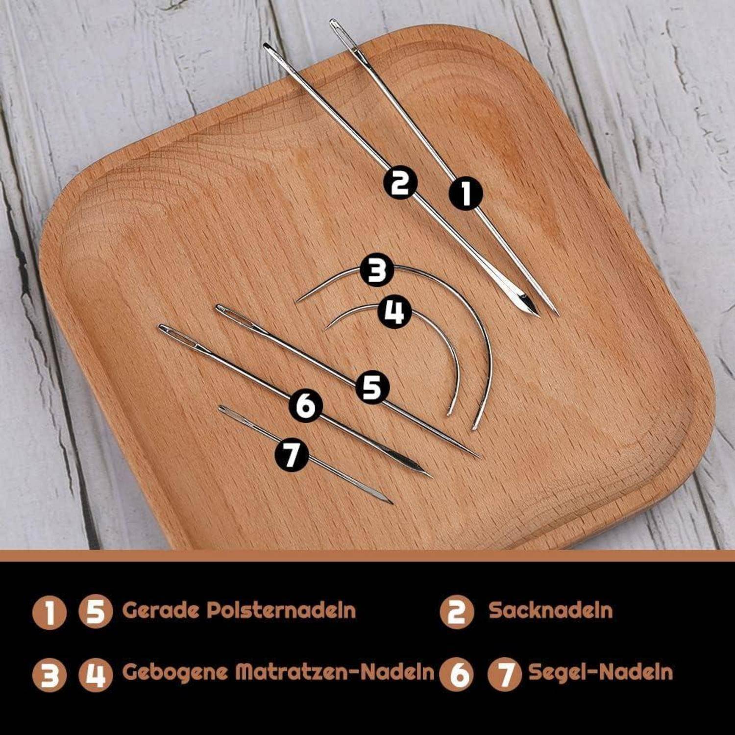 150D Schwarz Leder Faden Set mit 7 Ledernähnadeln