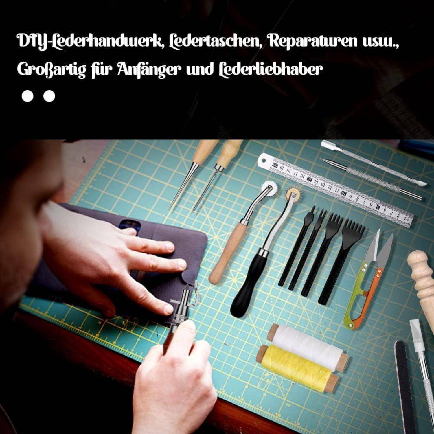 Professionelles Leder-Werkzeug-Set mit Fadennahtrille, für