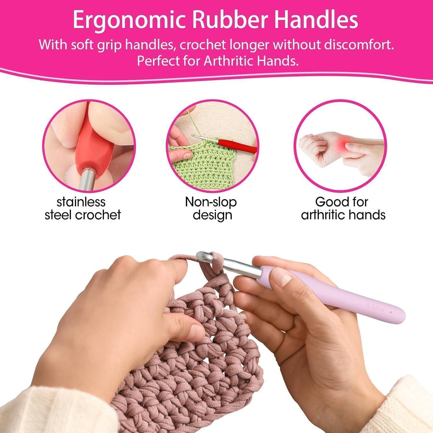 45-teiliges Häkelnadel-Set, volle Größe (2-8 mm), ergonomische