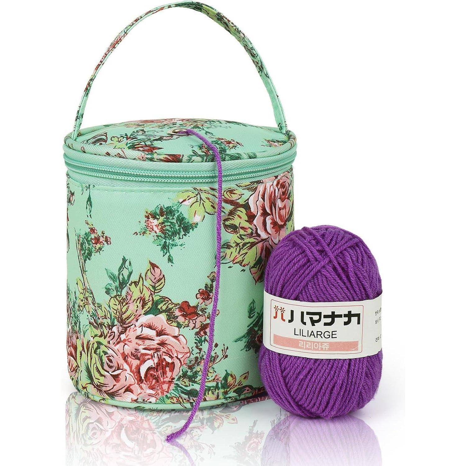 Garntasche Knäuel Stricknadel Häkelnadel Kinder Grüne Pfingstrose