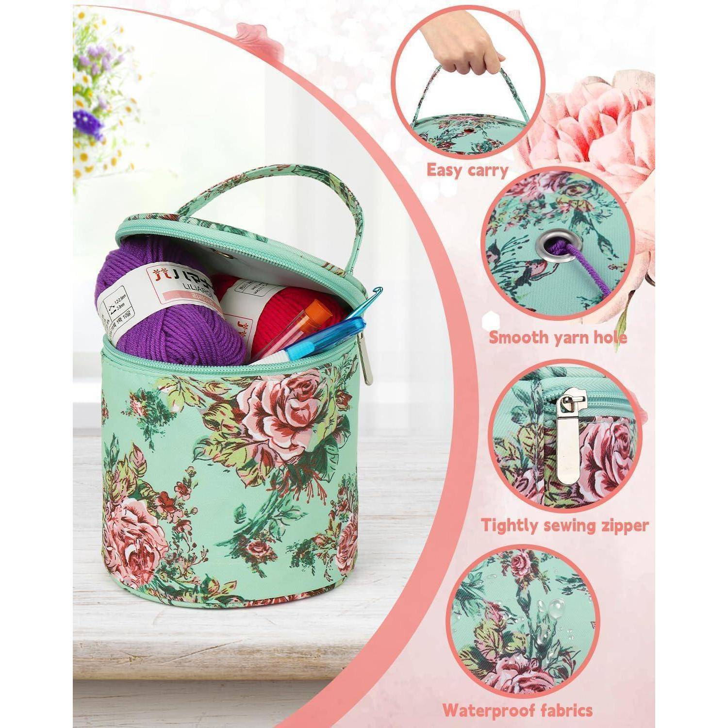 Garntasche Knäuel Stricknadel Häkelnadel Kinder Grüne Pfingstrose