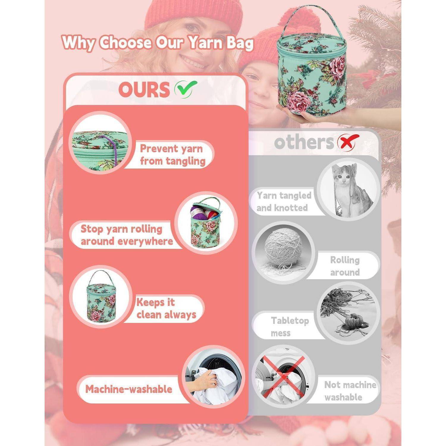 Garntasche Knäuel Stricknadel Häkelnadel Kinder Grüne Pfingstrose