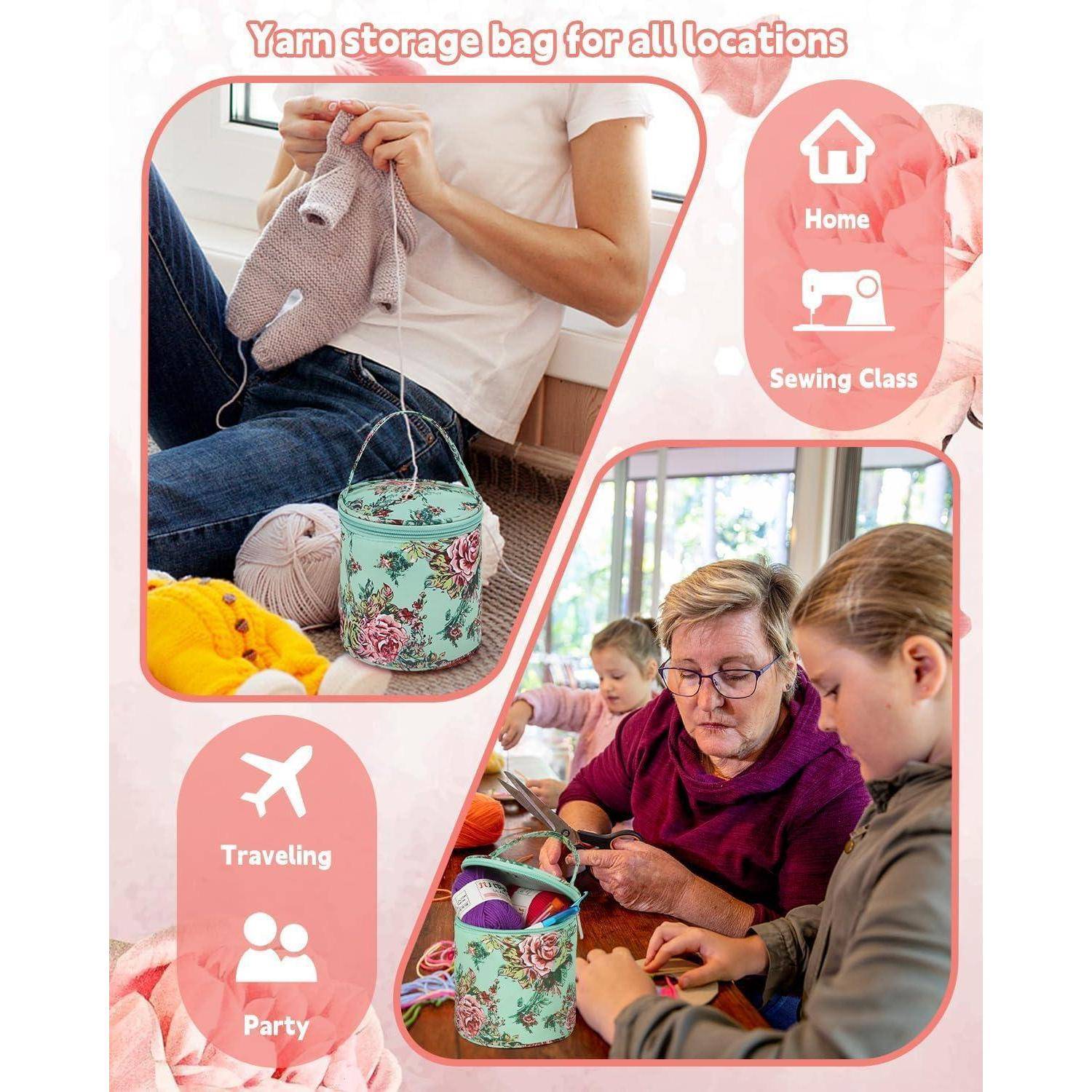 Garntasche Knäuel Stricknadel Häkelnadel Kinder Grüne Pfingstrose