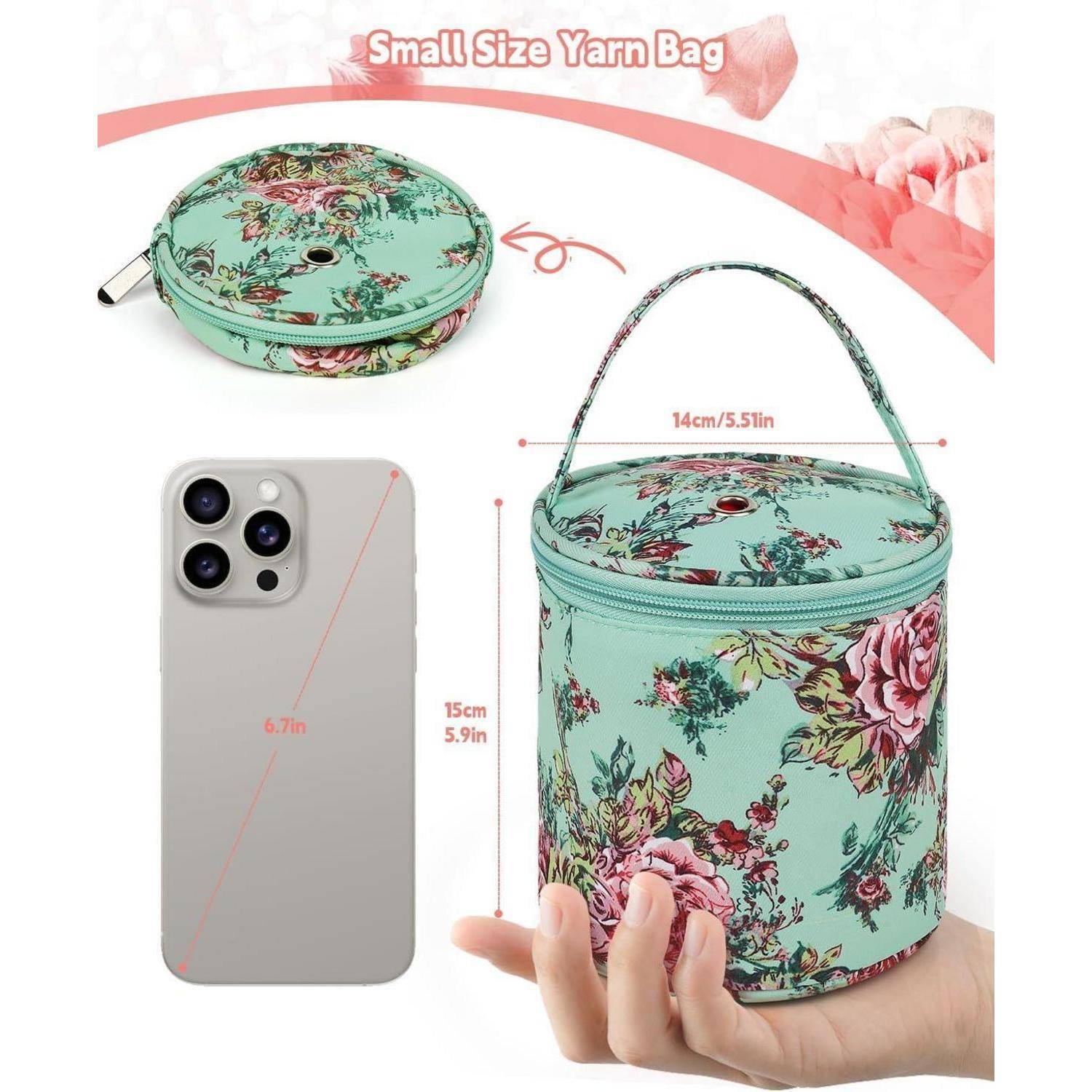 Garntasche Knäuel Stricknadel Häkelnadel Kinder Grüne Pfingstrose