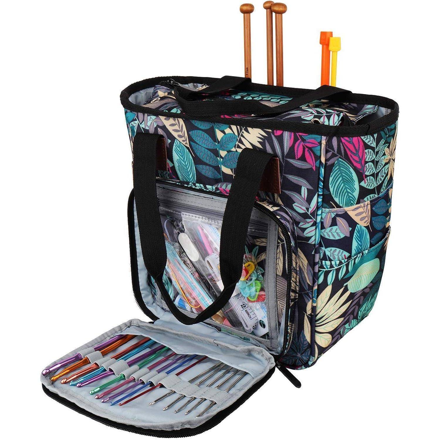 Häkeltasche Garnaufbewahrung Häkelnadeln Baue Blätter Medium Size