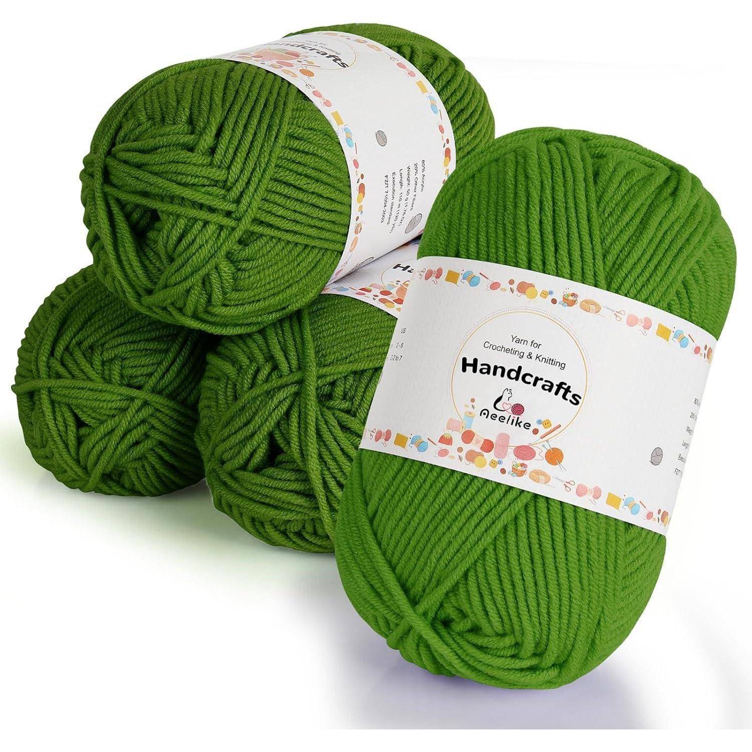 Häkelgarn Baumwolle 5Ply 200g 4x50g Häkeln Puppen Fruchtgrün