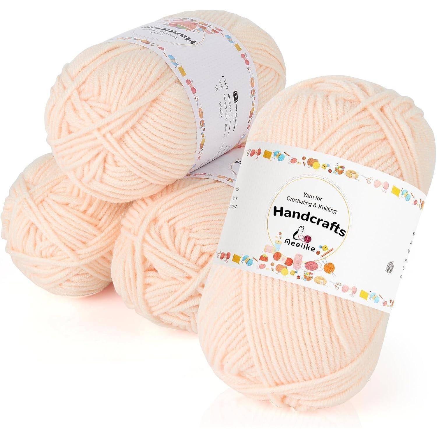 Strickwolle Häkelgarn Polyacryl 5Ply 200g 4x50g Pullover Hautfarbe