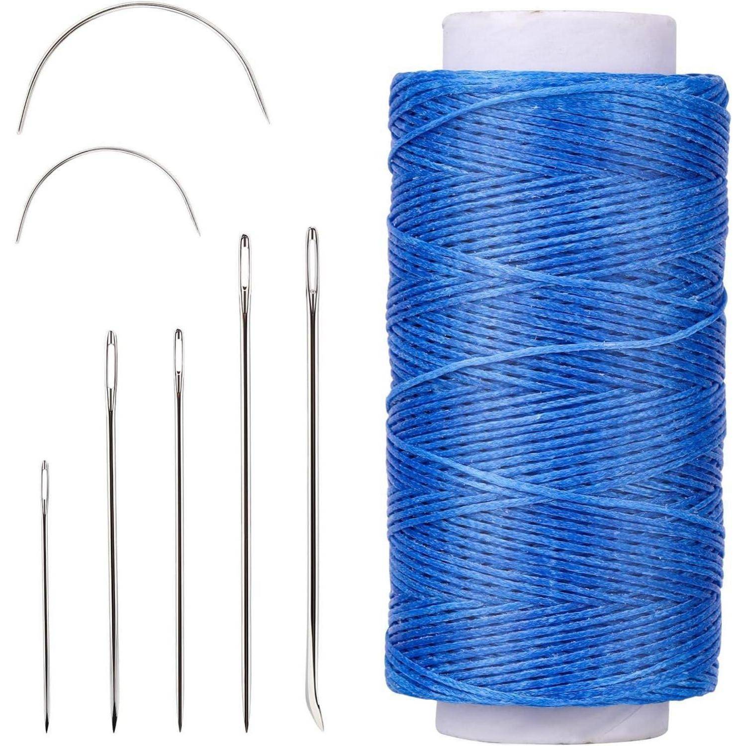 Ledernähgarn 150D 150m gewachst Ledernähnadeln Blau