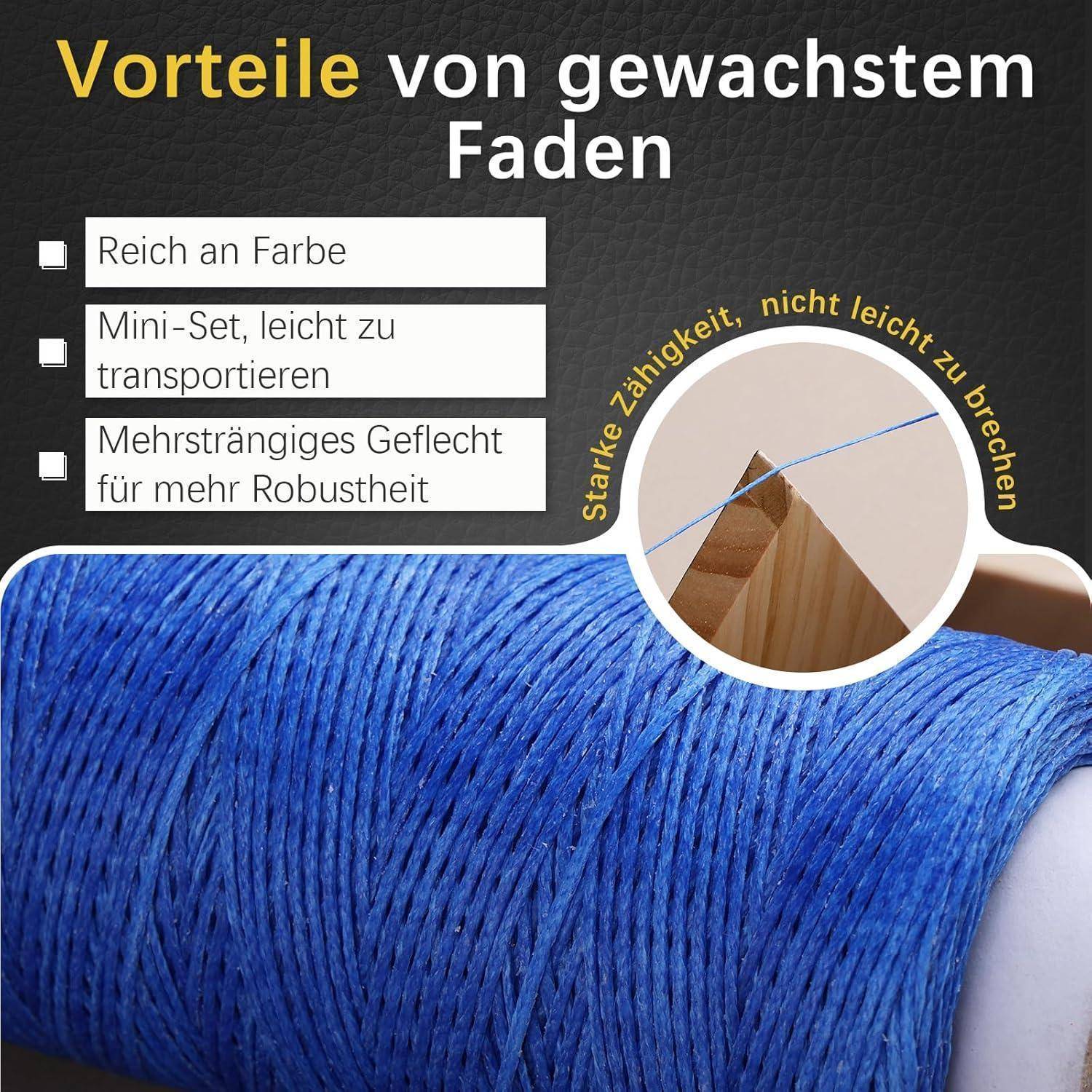 Ledernähgarn 150D 150m gewachst Ledernähnadeln Blau