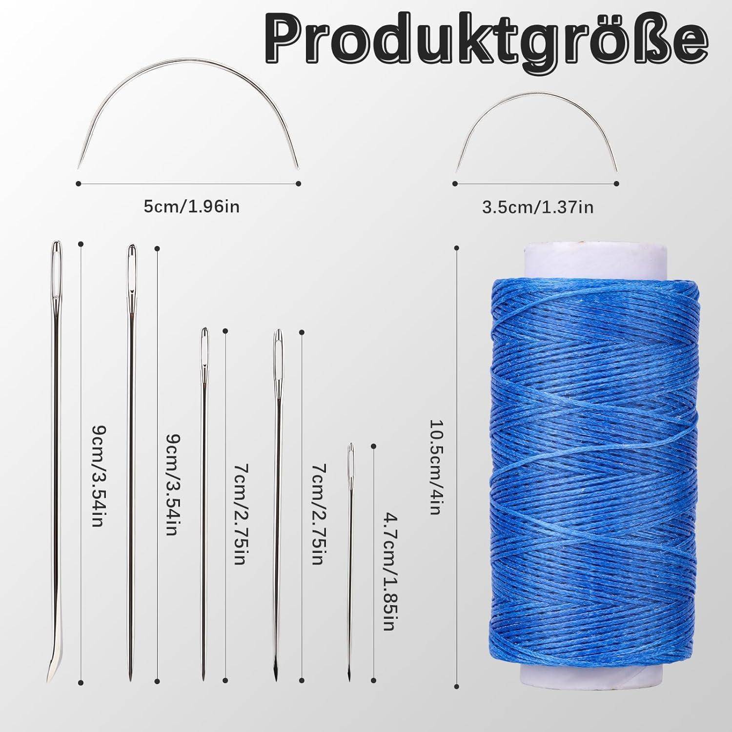 Ledernähgarn 150D 150m gewachst Ledernähnadeln Blau