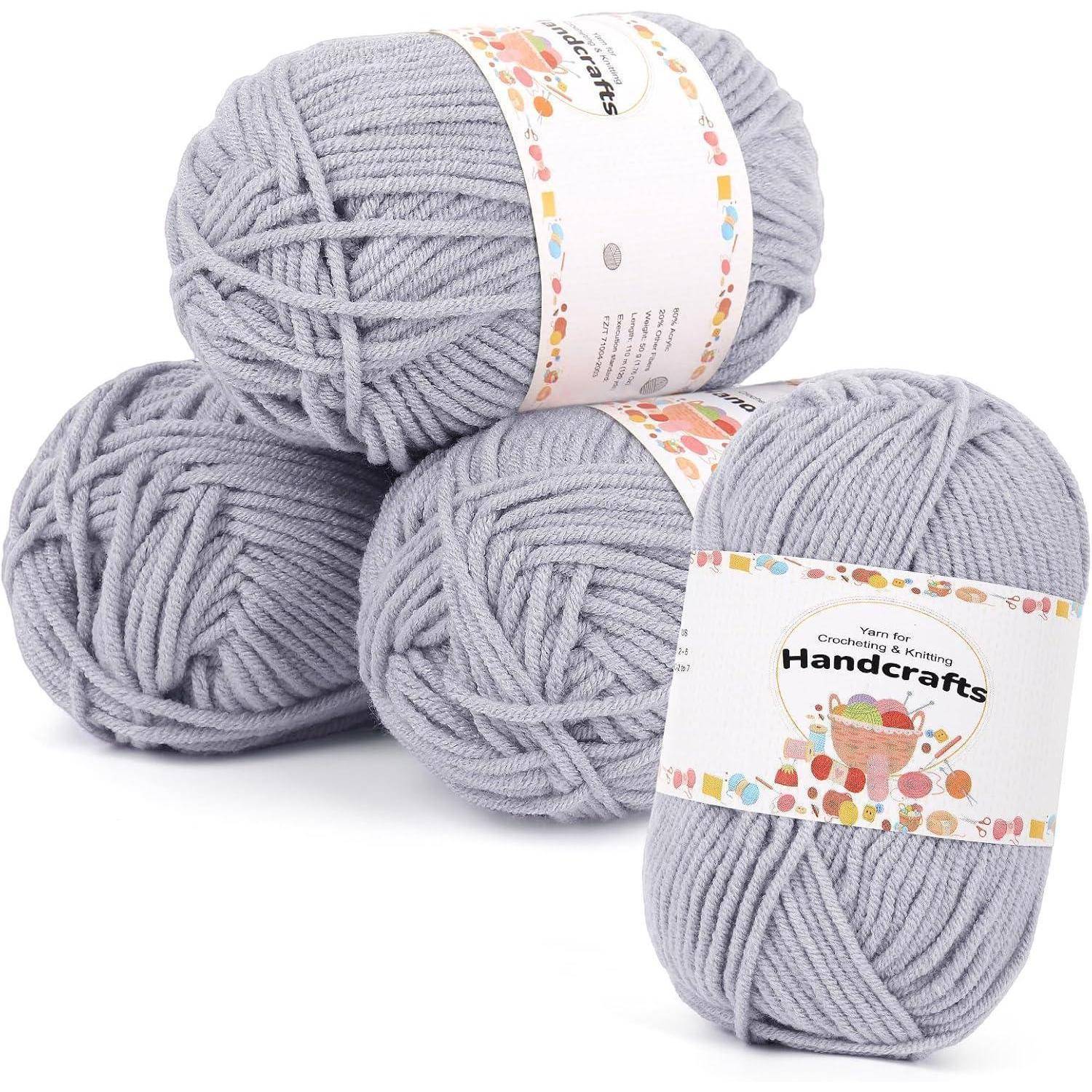 Wolle Strickgarn Häkelgarn Baumwolle Acrylwolle 5Ply Hellblau Grau