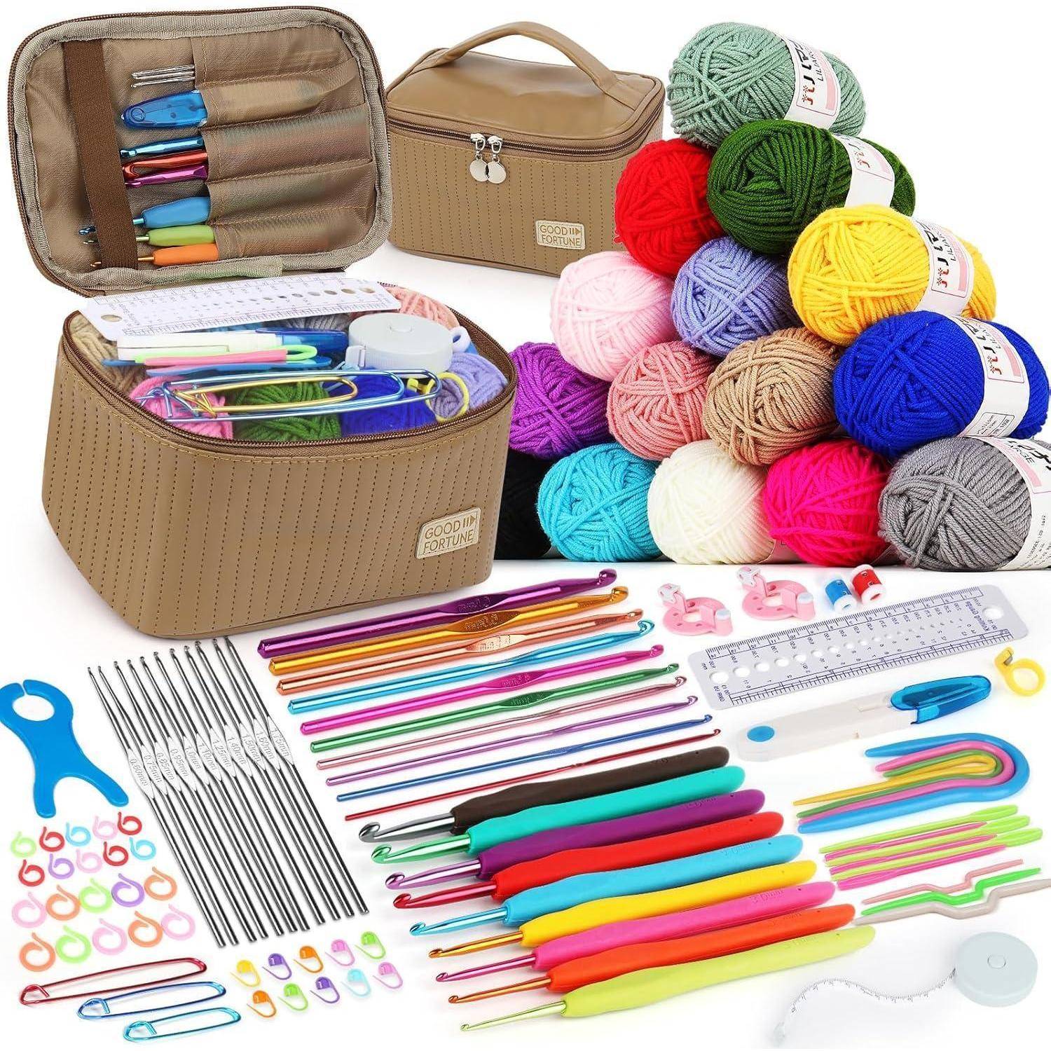 Häkelset Anfänger Häkelnadeln Häkelset für Anfänger mit Brauntasche