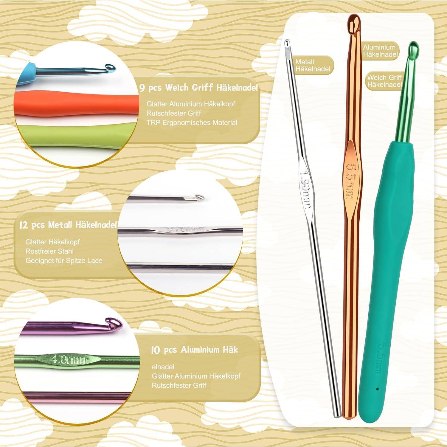 Häkelset Anfänger Häkelnadeln Häkelset für Anfänger mit Brauntasche