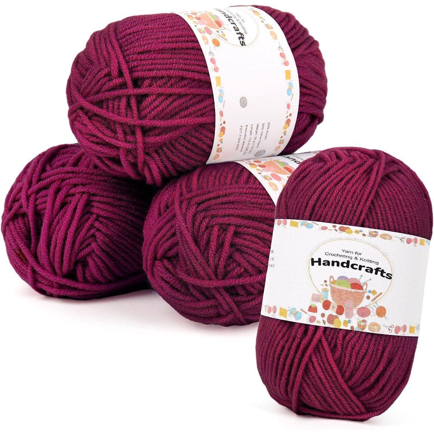 Häkelgarn Strickgarn Acrylwolle 5Ply 200g 4x50g Set Rose Lila