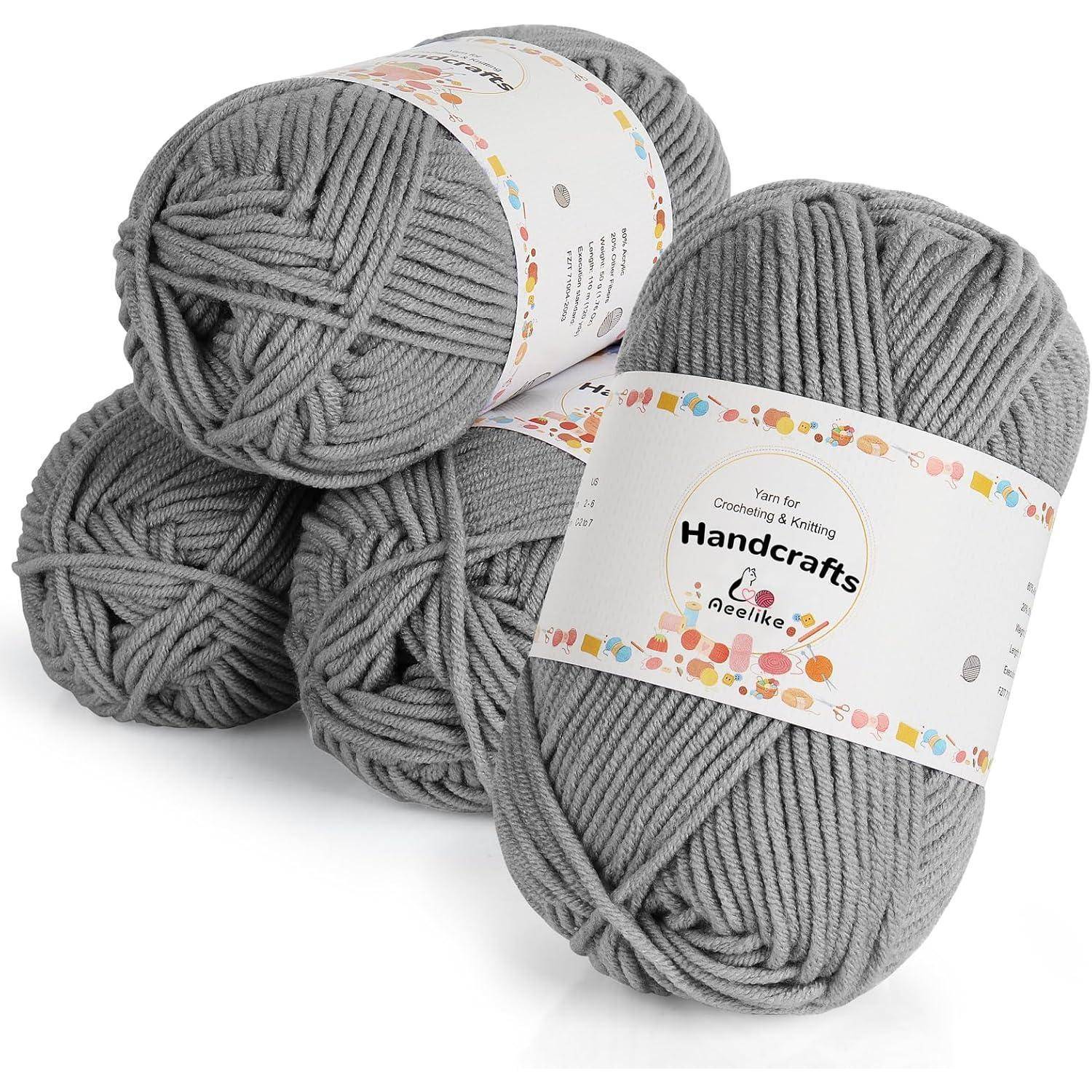 Häkelgarn Baumwollgarn 5Ply 200g 4x50g Wolle Kunsthandwerk Dunkelgrau