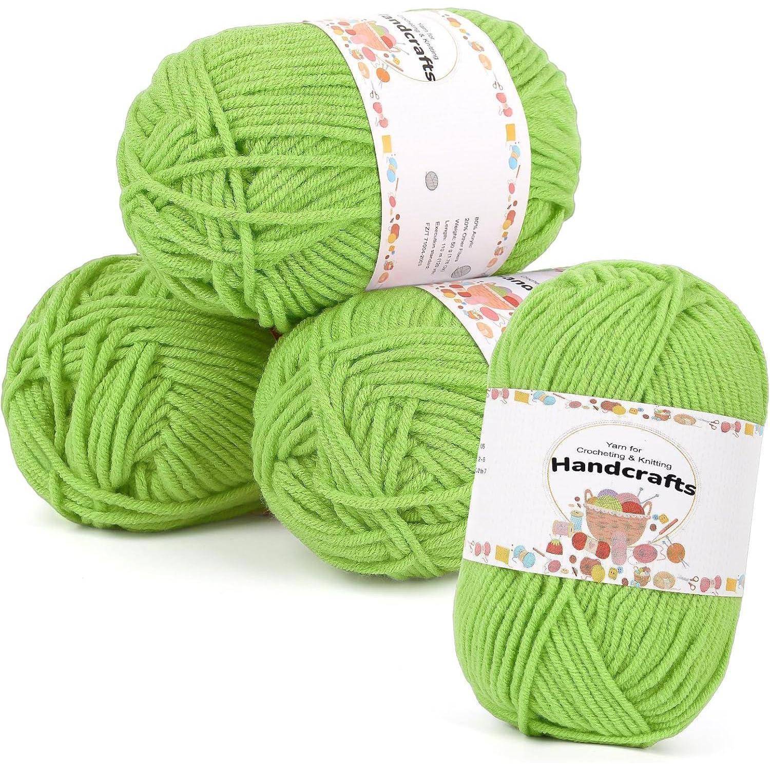 Wolle Häkelgarn 5Ply Baumwolle Acryl 200g 4x50g Sanftes Grün