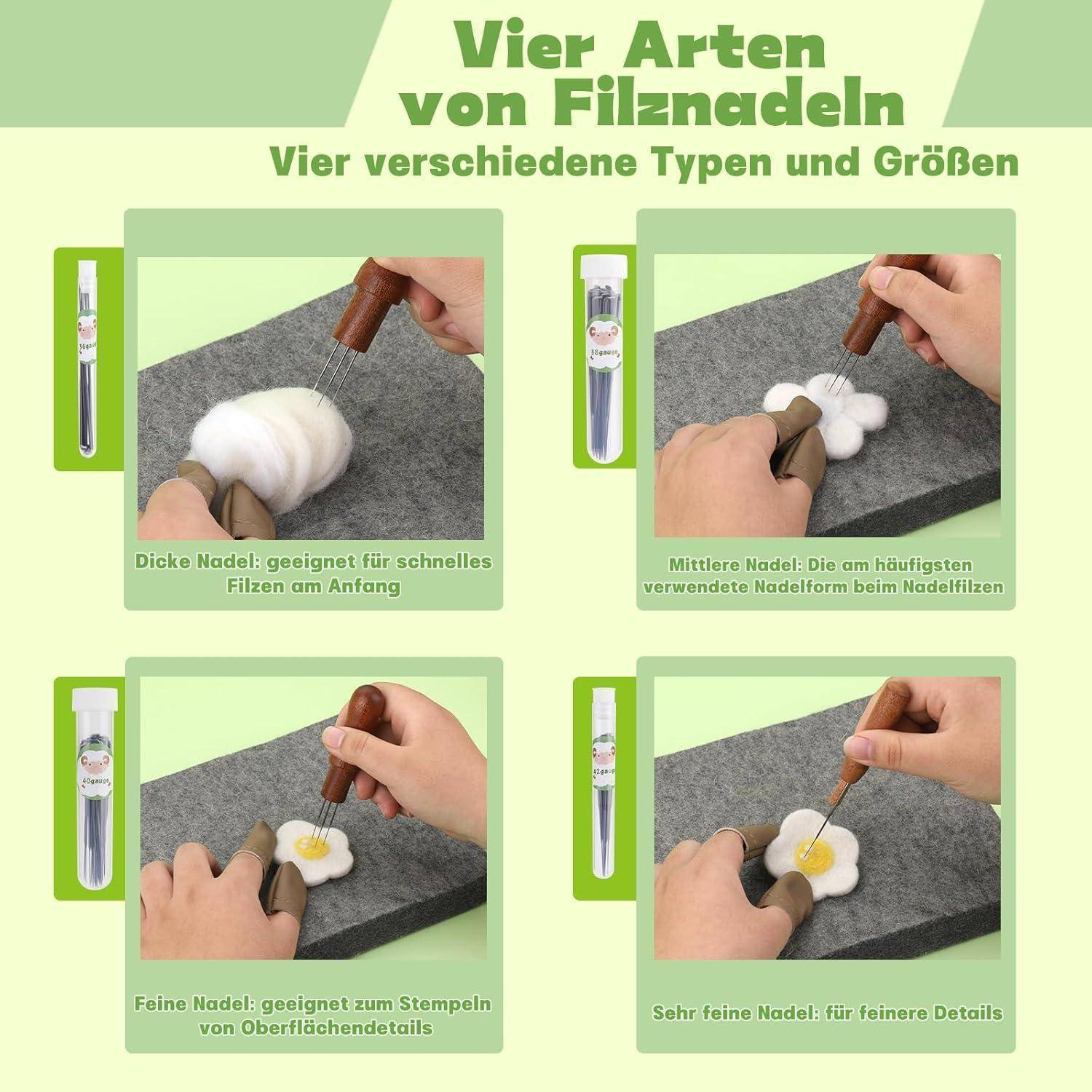 Filznadelset 90 8x10 Zoll Filzpad Holzgriffhalter Tasche Größe-1