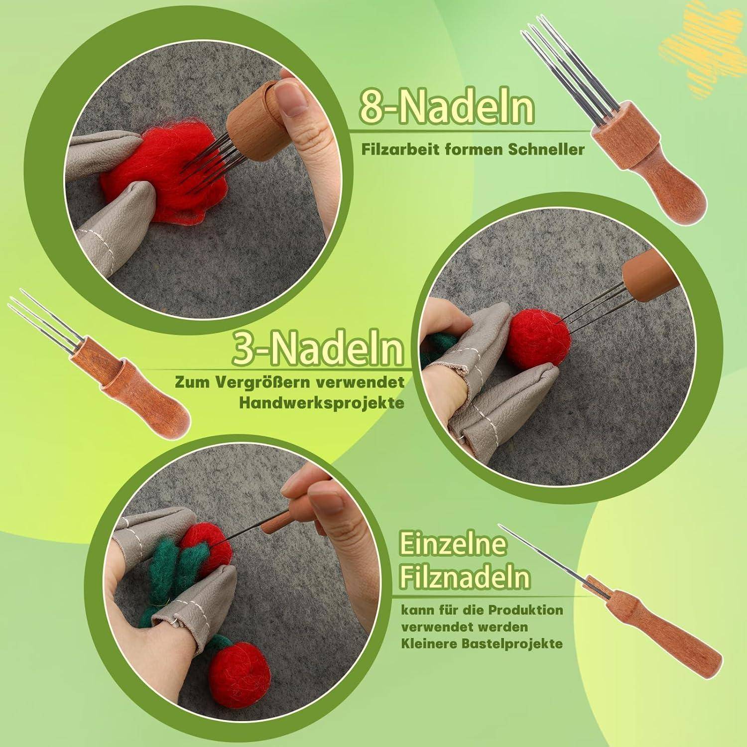 Filznadelset 90 8x10 Zoll Filzpad Holzgriffhalter Tasche Größe-1
